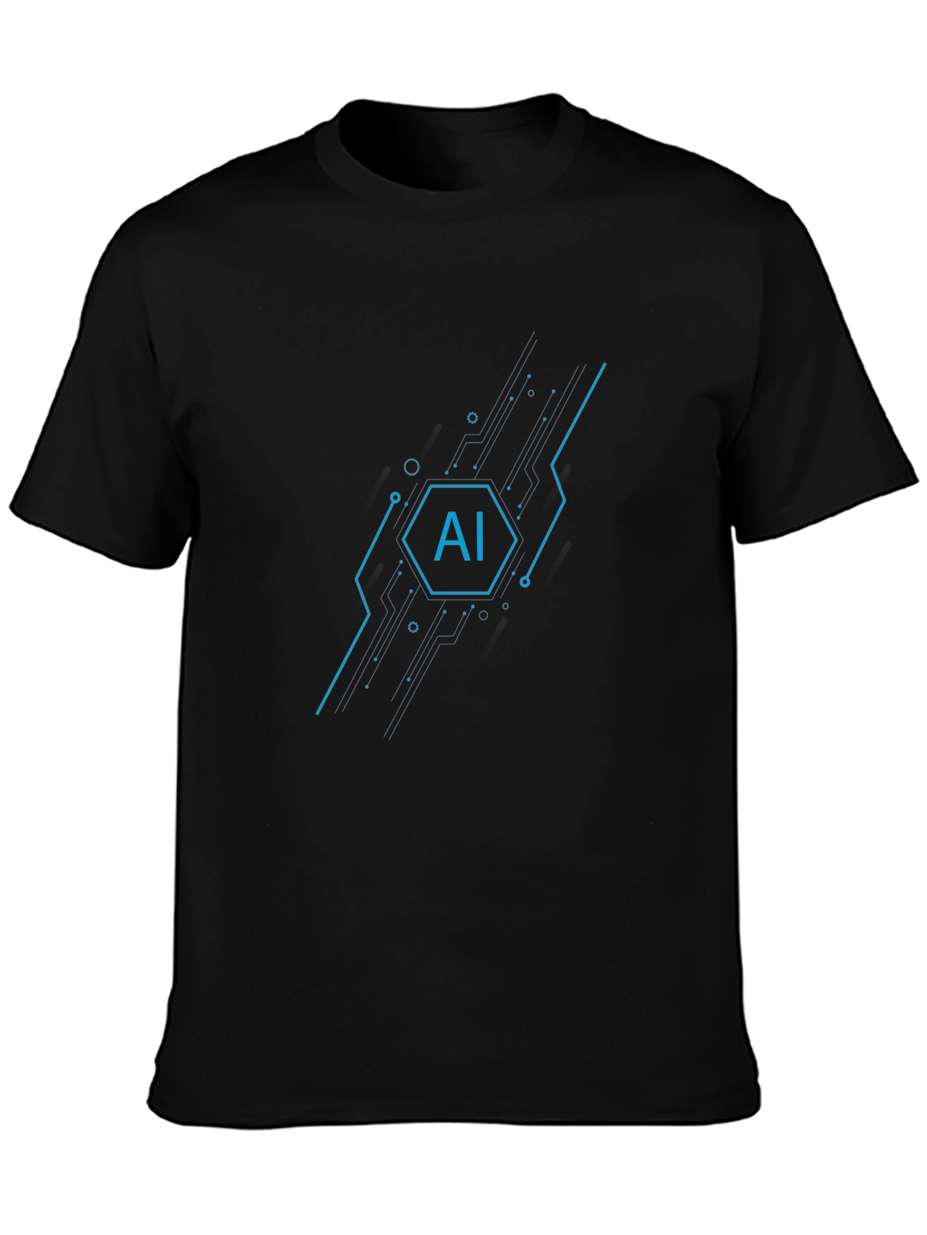 AI Tech Circuit Graphic Tee - Black
