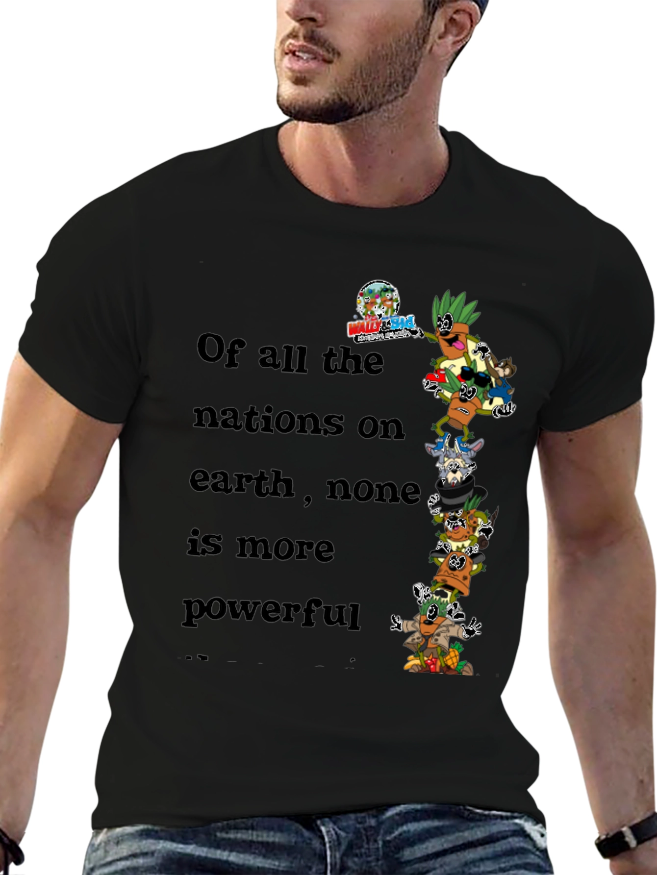 Humorous Cartoon Stacked Character Graphic Tee