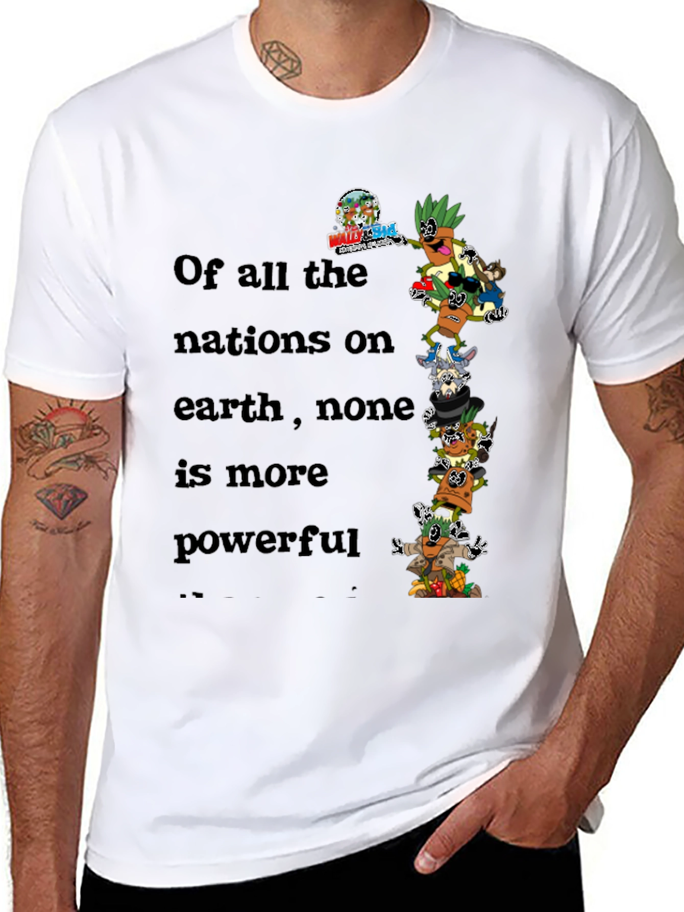 Humorous Cartoon Stacked Character Graphic Tee