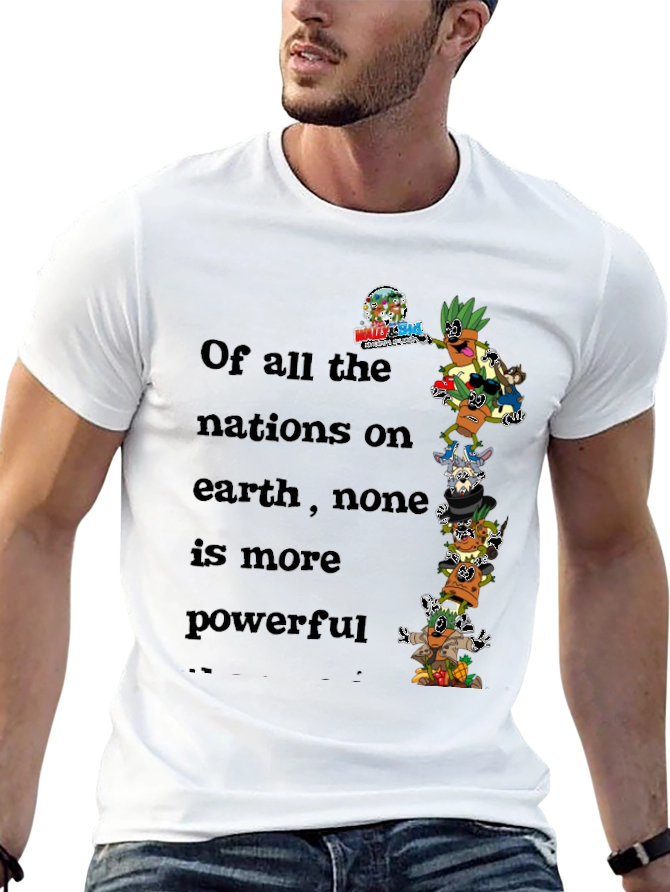 Humorous Cartoon Stacked Character Graphic Tee