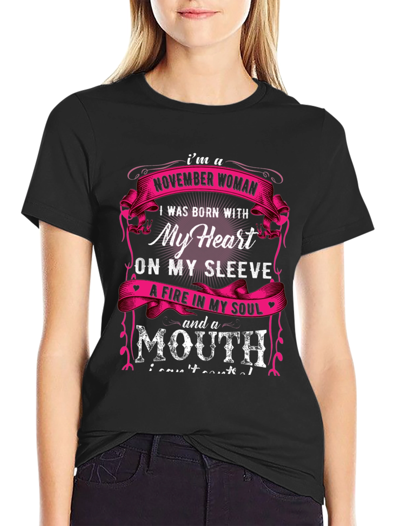 November Woman T-Shirt - Heart on Sleeve