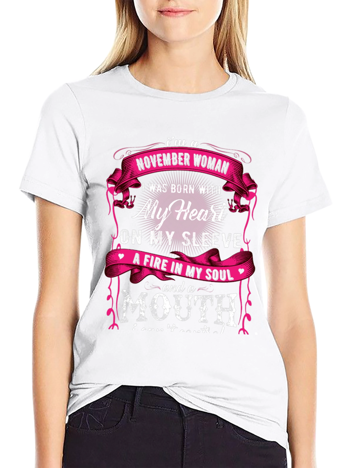 November Woman T-Shirt - Heart on Sleeve