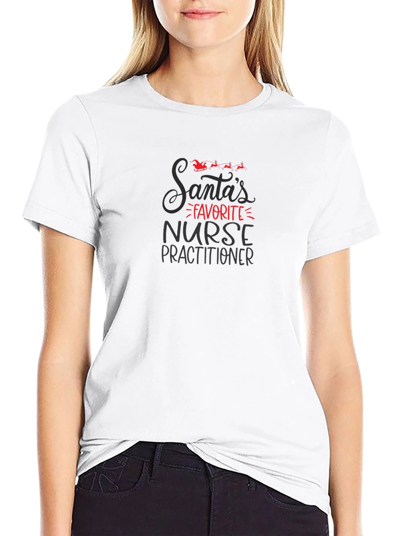 Santas Favorite Nurse Practitioner Black T-Shirt