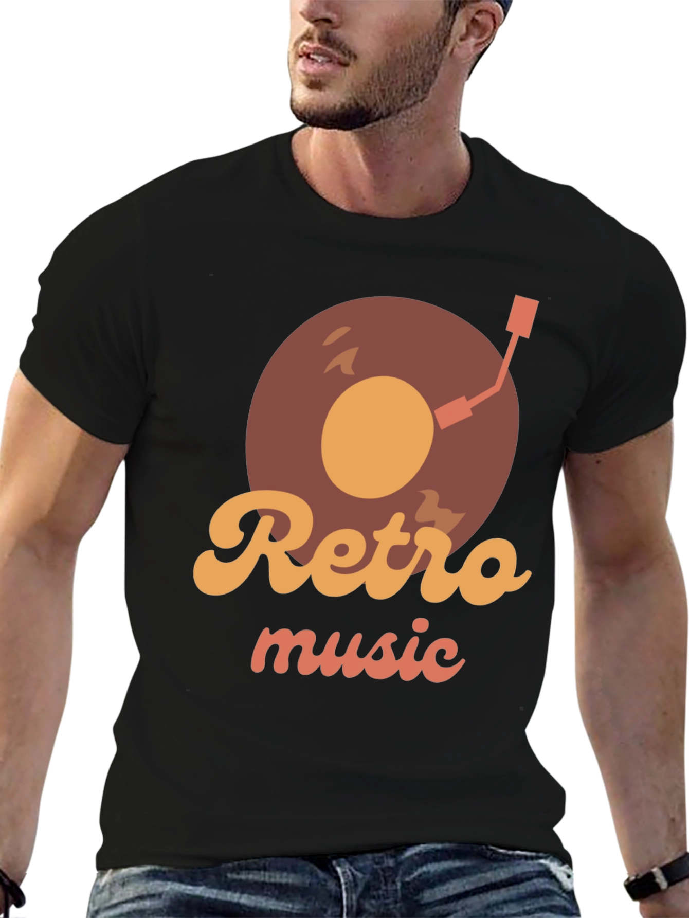 Retro Music Record Player Graphic T-Shirt