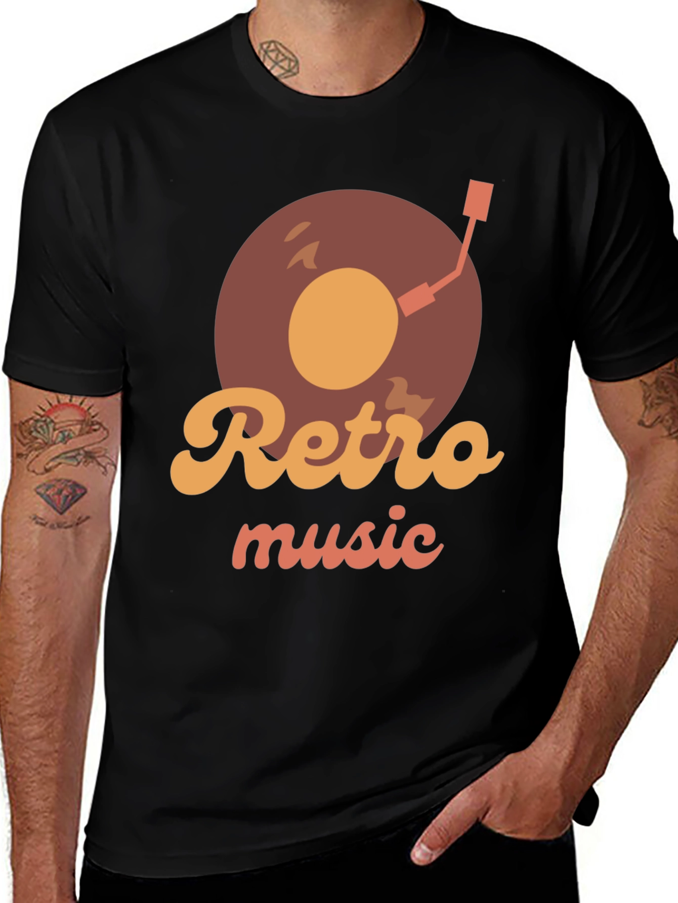 Retro Music Record Player Graphic T-Shirt