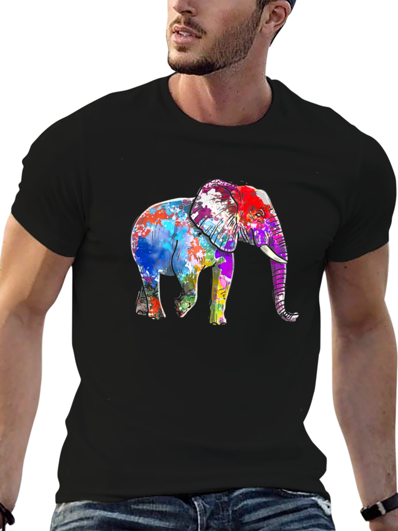 Colorful Elephant Graphic T-Shirt
