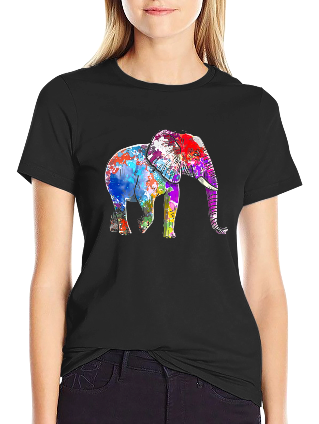 Colorful Elephant Graphic T-Shirt