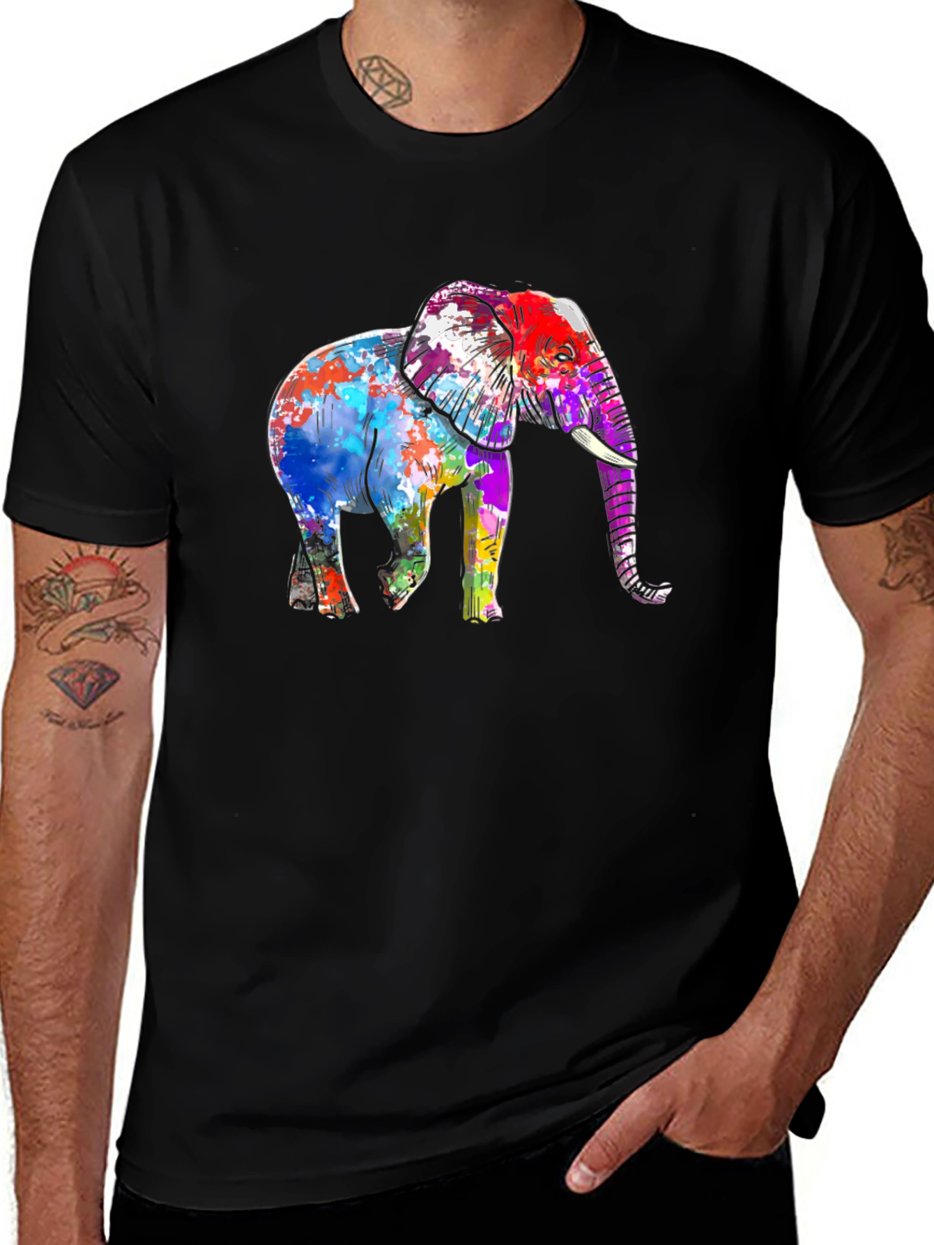 Colorful Elephant Graphic T-Shirt