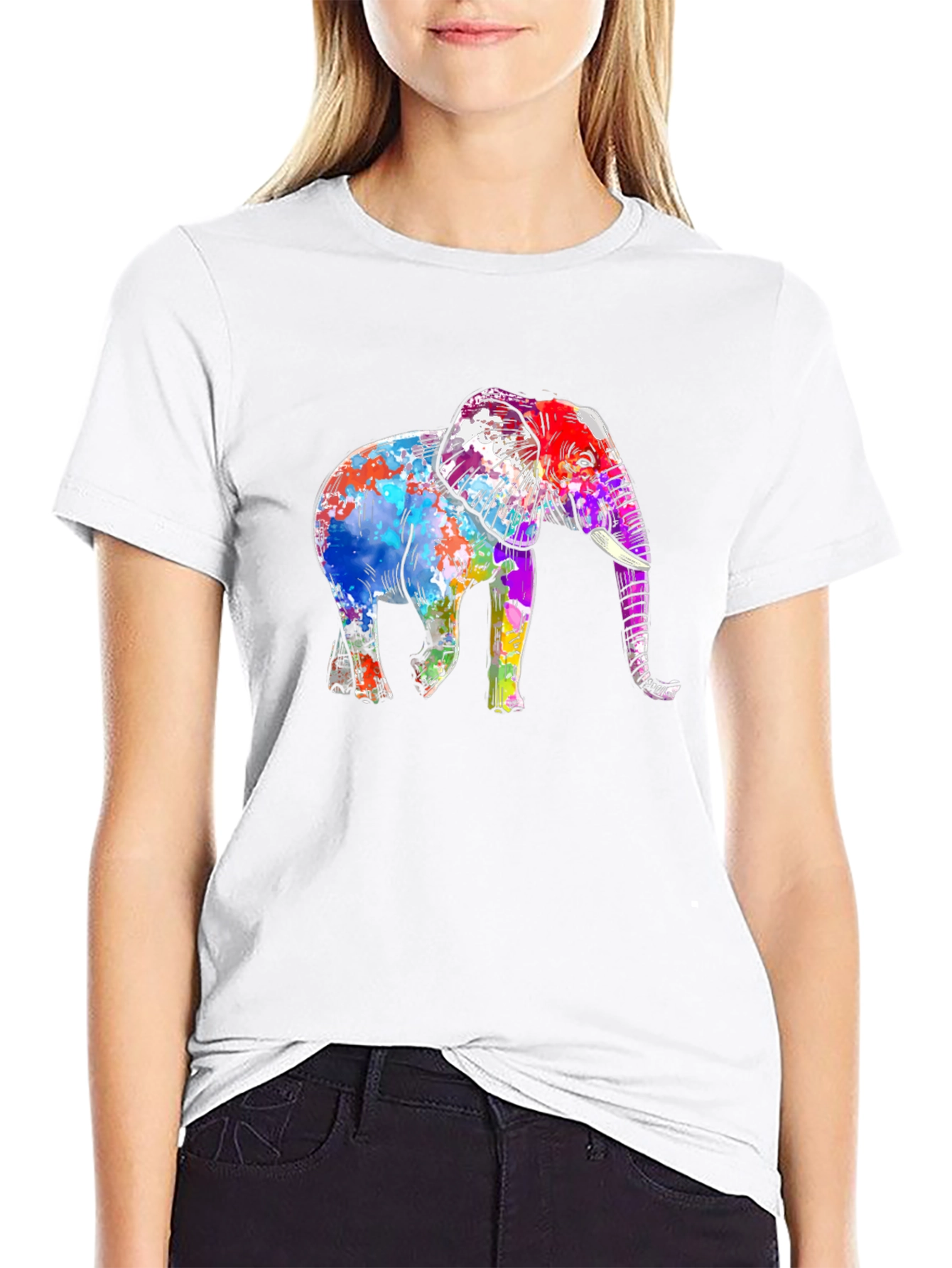 Colorful Elephant Graphic T-Shirt