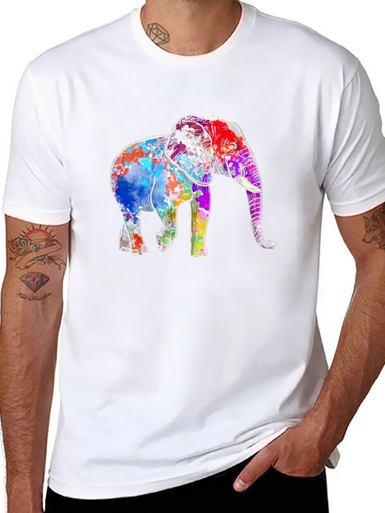 Colorful Elephant Graphic T-Shirt
