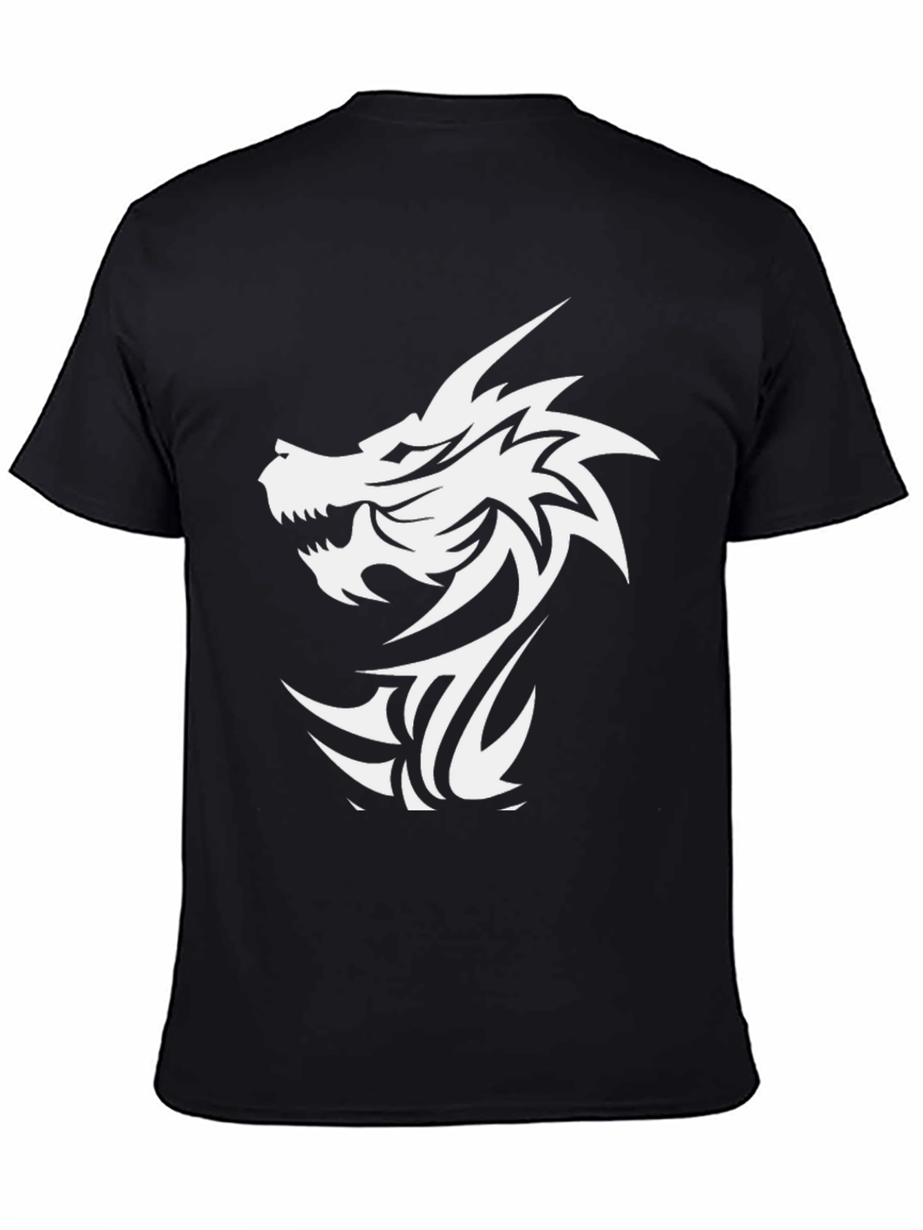 Dragon Graphic Black T-Shirt - Bold Tribal Design