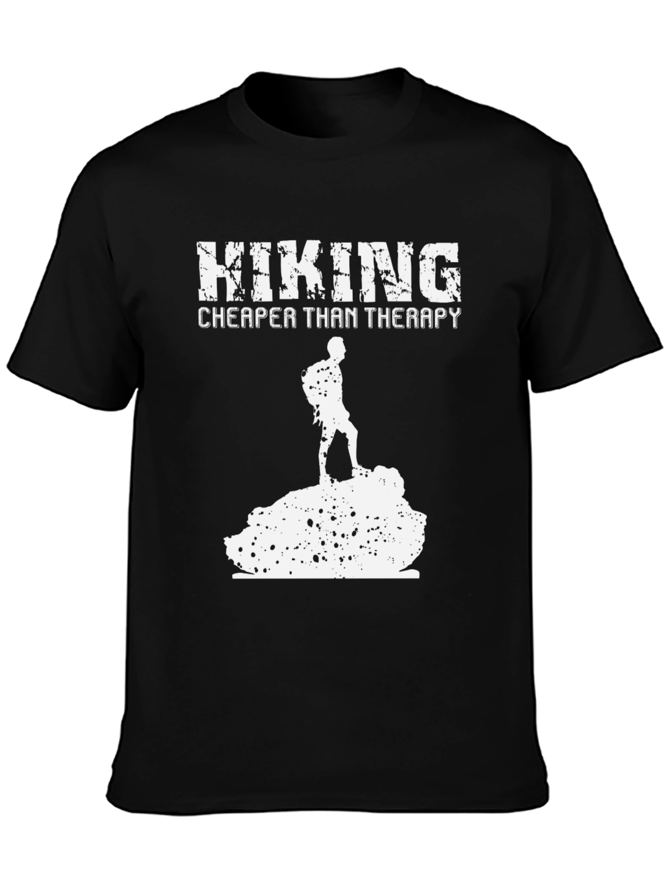 Hiking Cheaper Than Therapy Black T-Shirt