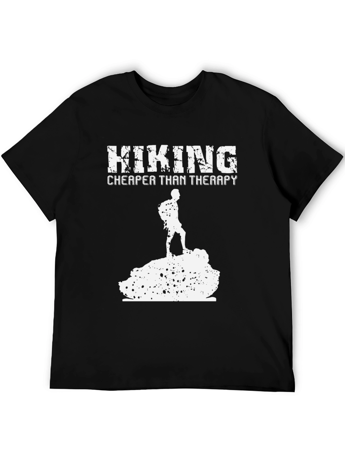 Hiking Cheaper Than Therapy Black T-Shirt