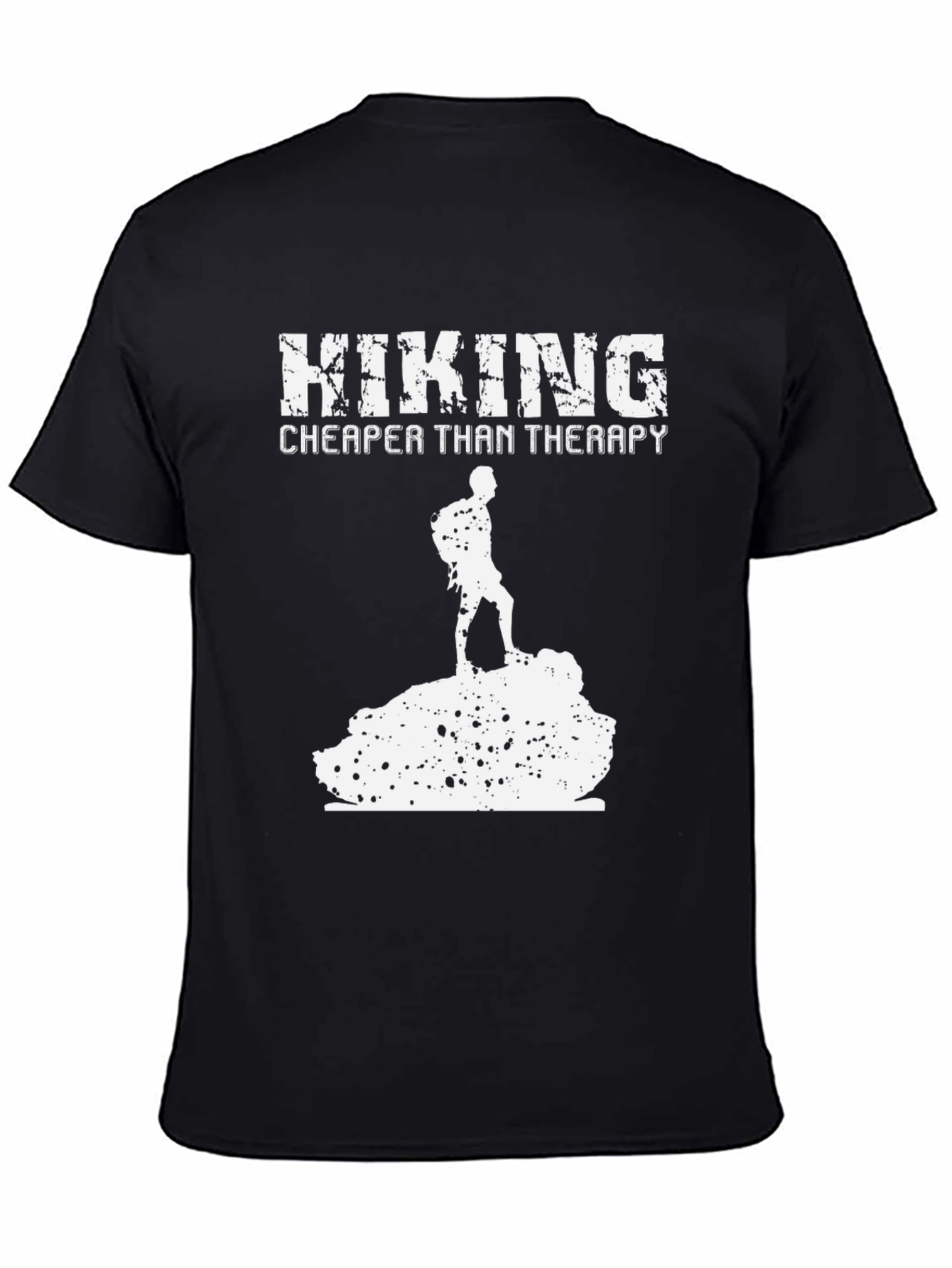 Hiking Cheaper Than Therapy Black T-Shirt