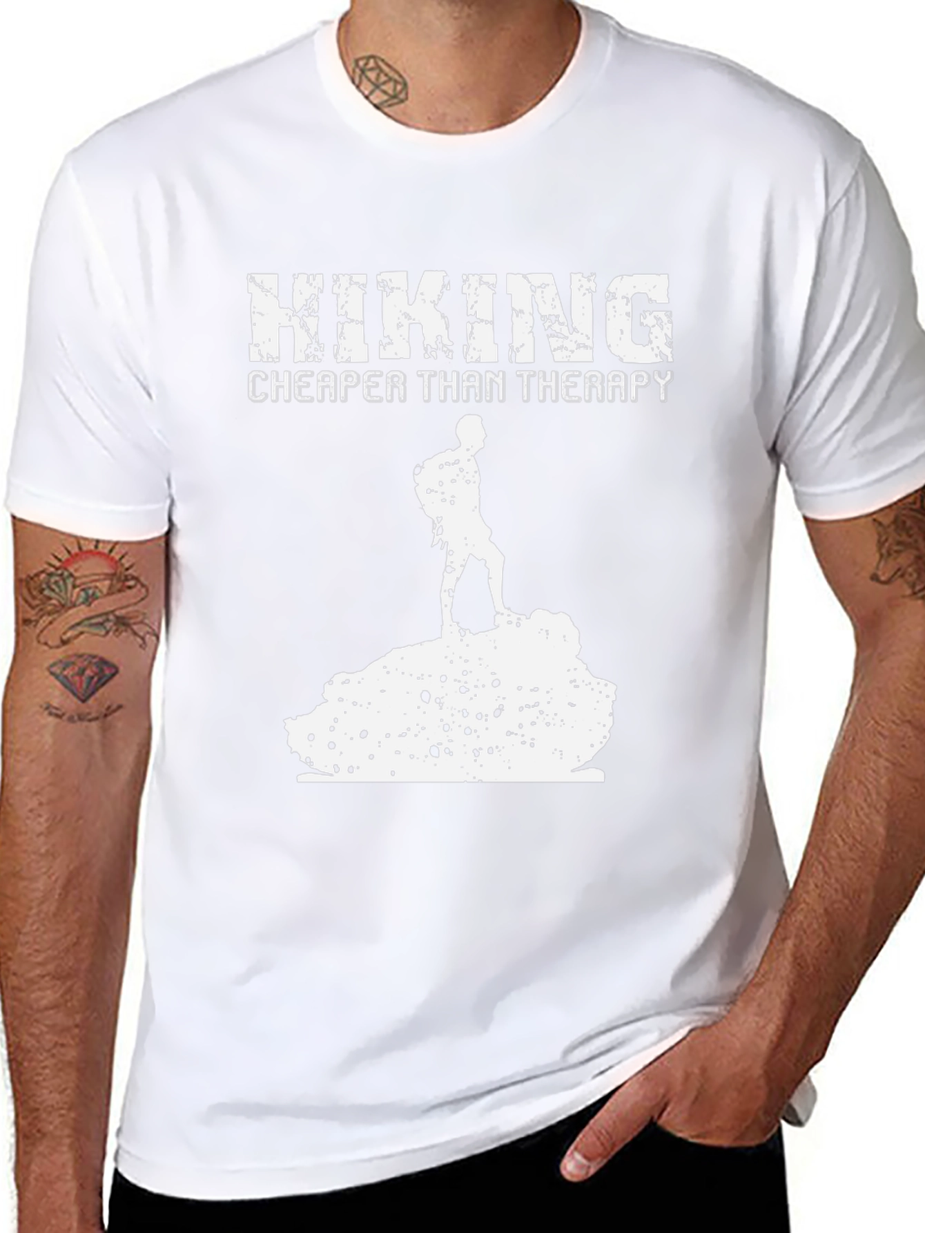 Hiking Cheaper Than Therapy Black T-Shirt