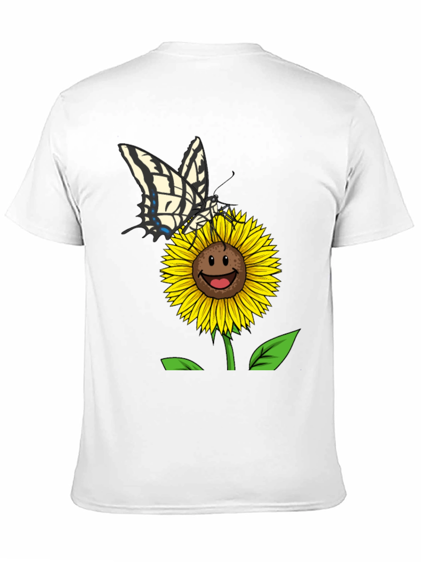 Sunflower and Butterfly Black T-Shirt