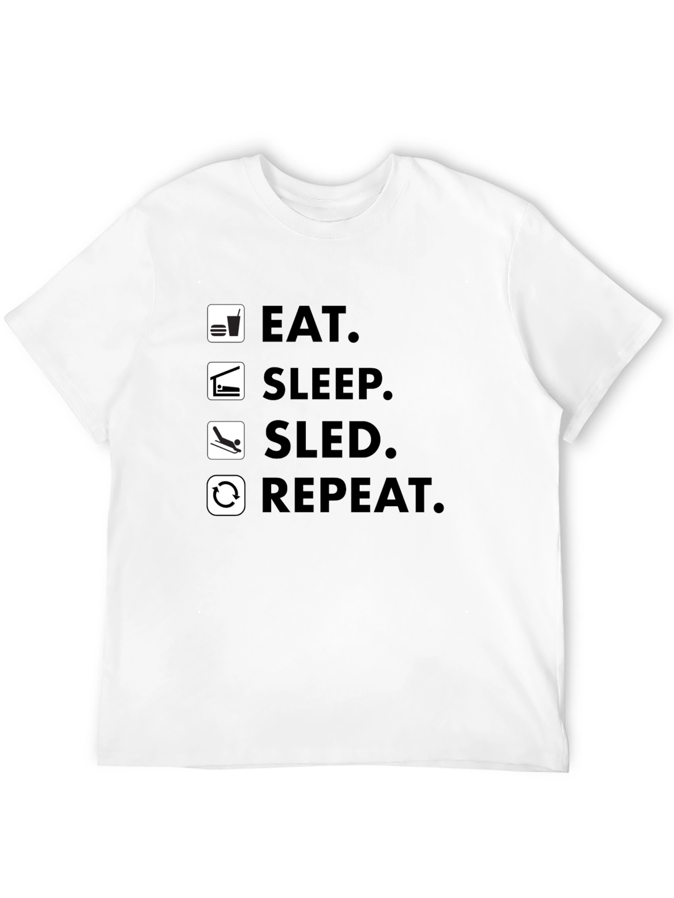 Eat Sleep Sled Repeat Black T-Shirt