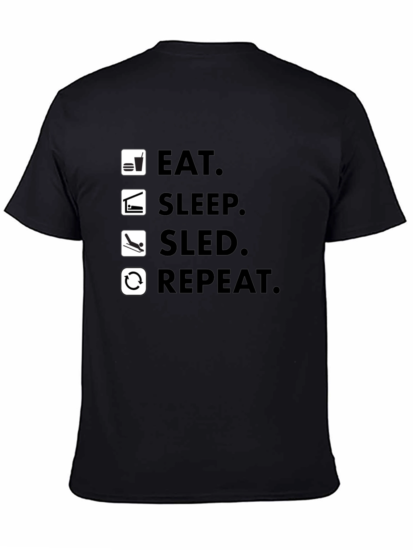 Eat Sleep Sled Repeat Black T-Shirt
