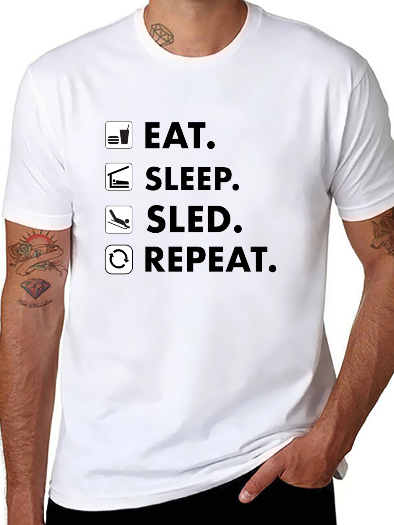 Eat Sleep Sled Repeat Black T-Shirt