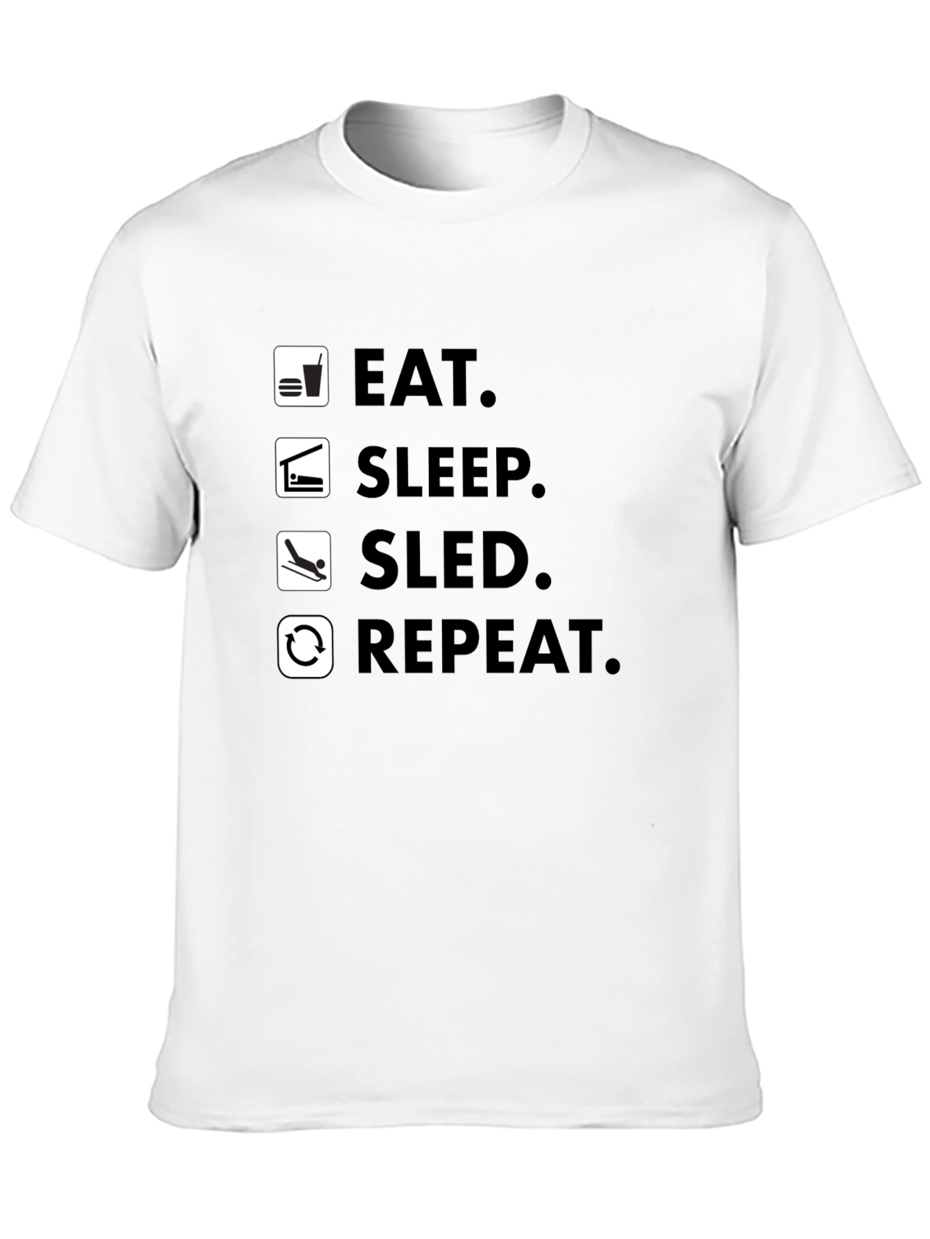 Eat Sleep Sled Repeat Black T-Shirt