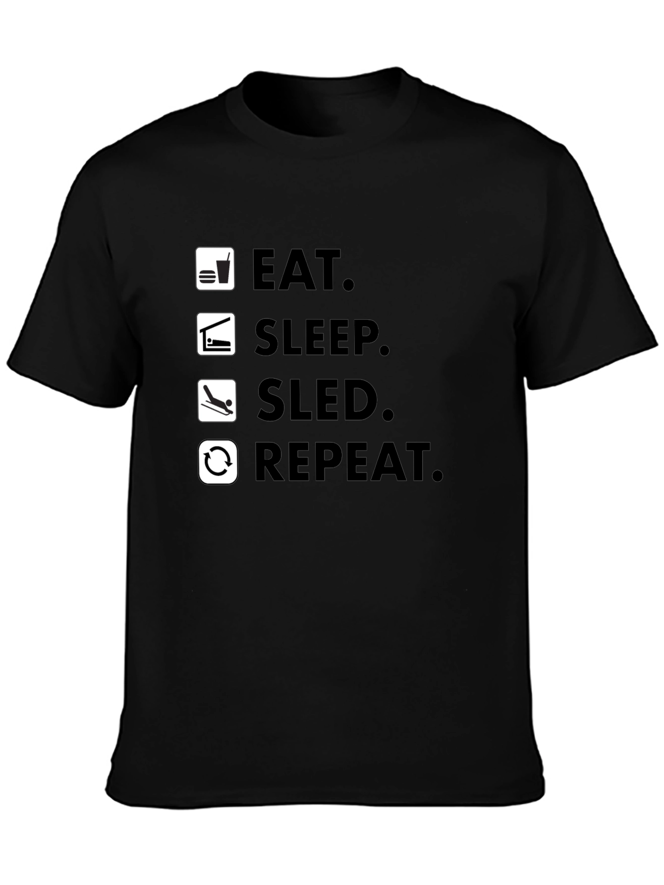 Eat Sleep Sled Repeat Black T-Shirt