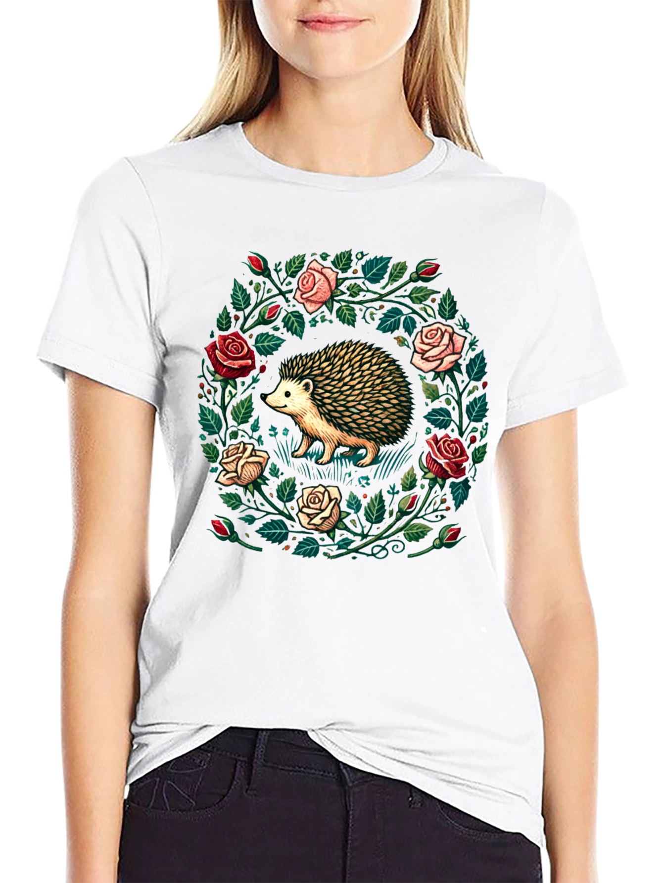 Hedgehog & Roses Graphic Tee