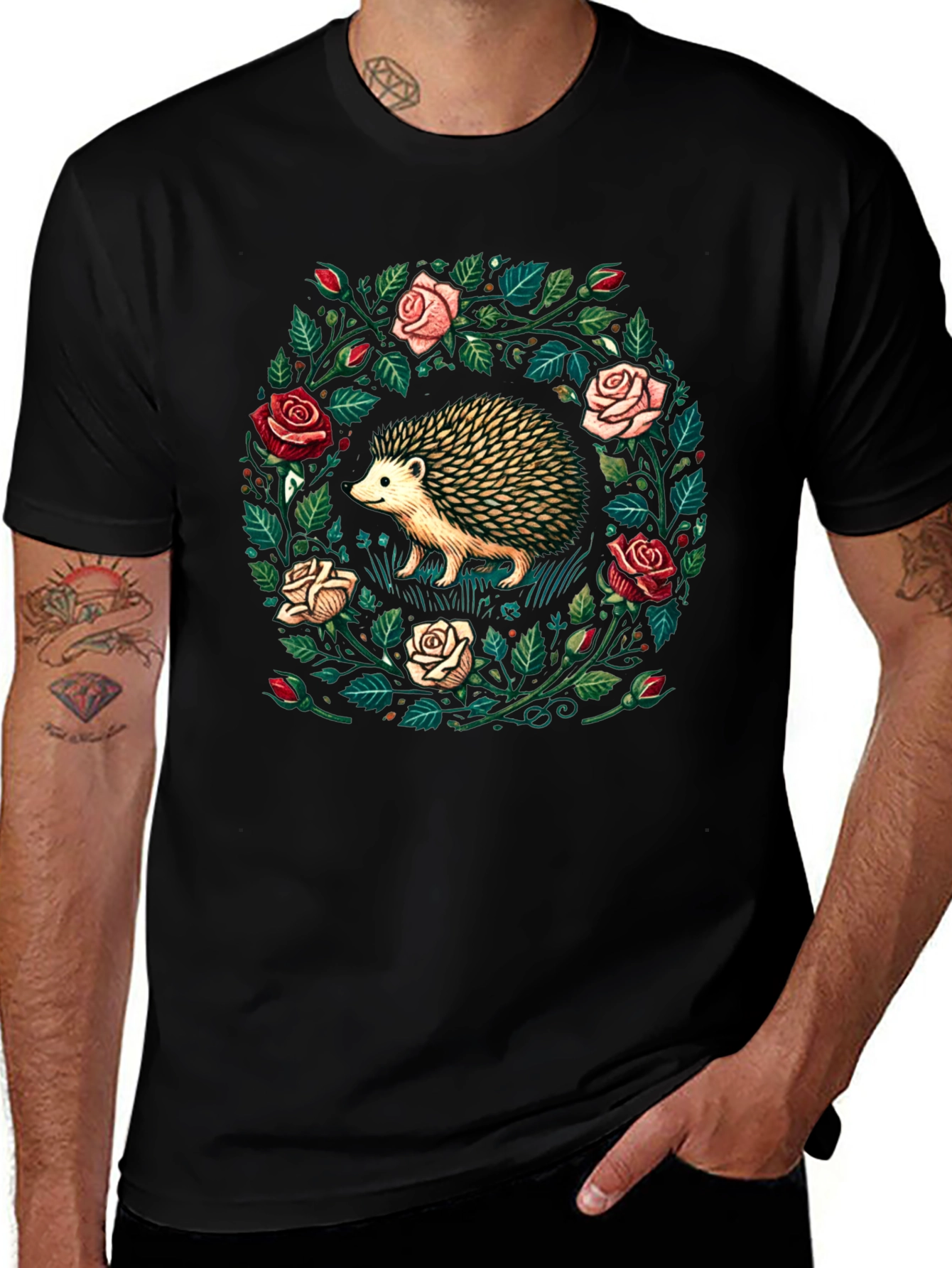 Hedgehog & Roses Graphic Tee