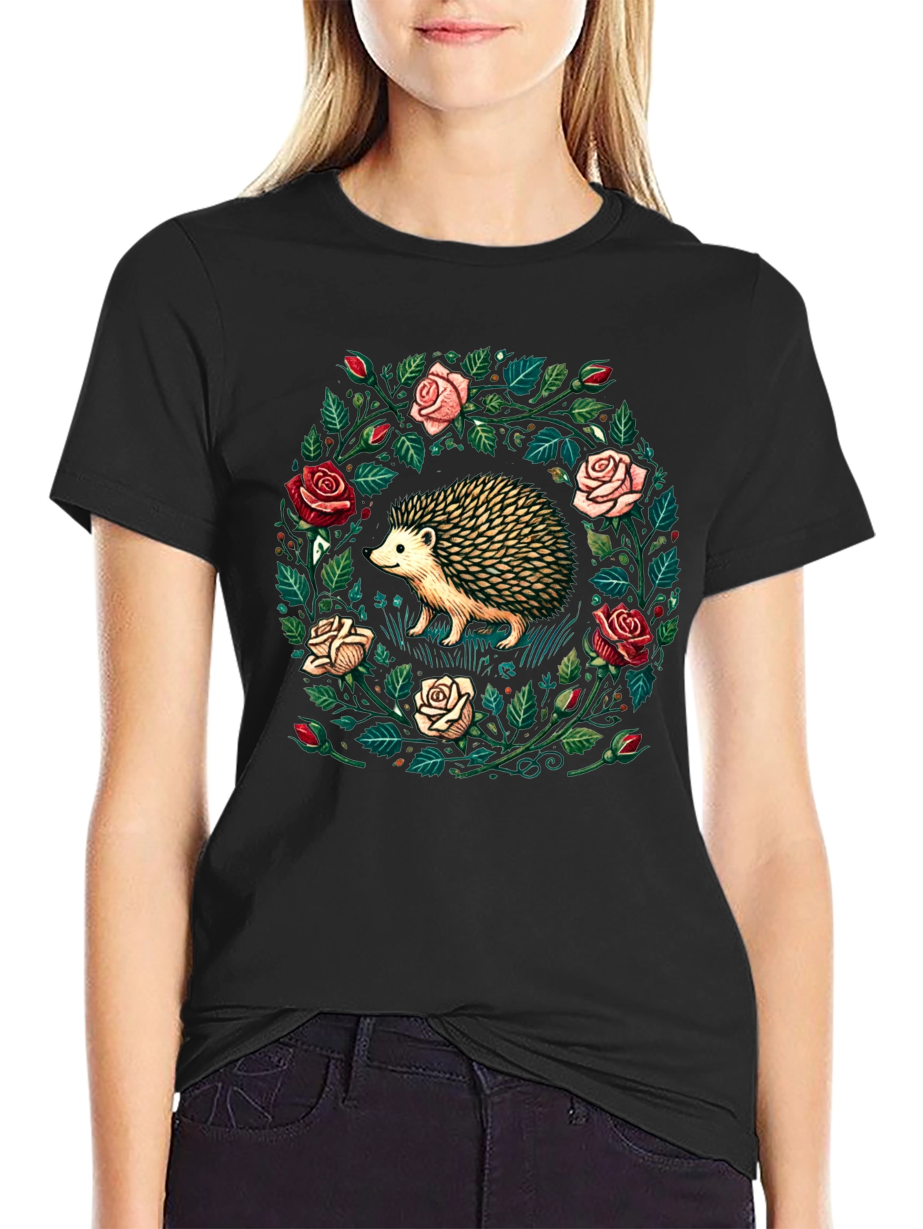 Hedgehog & Roses Graphic Tee