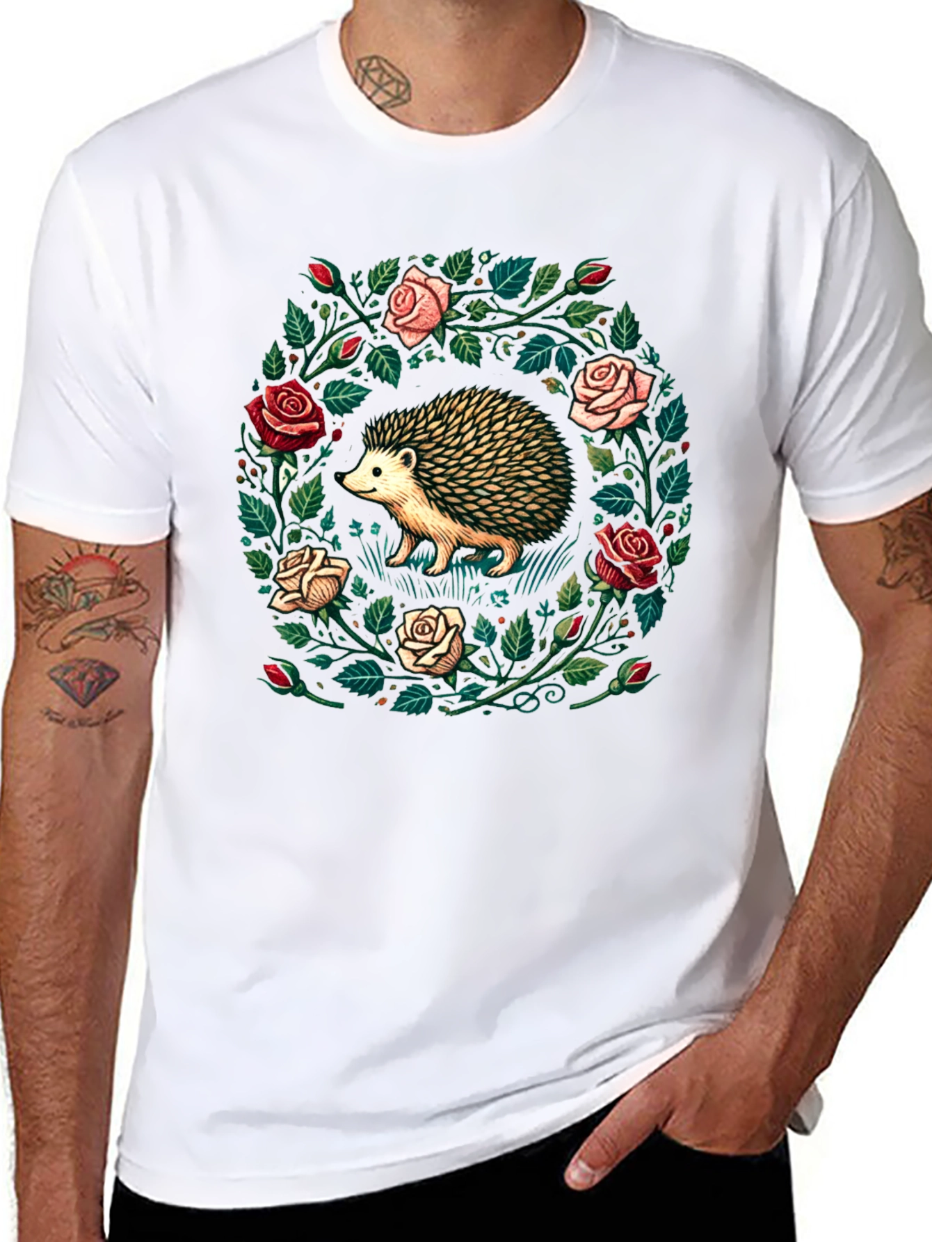 Hedgehog & Roses Graphic Tee