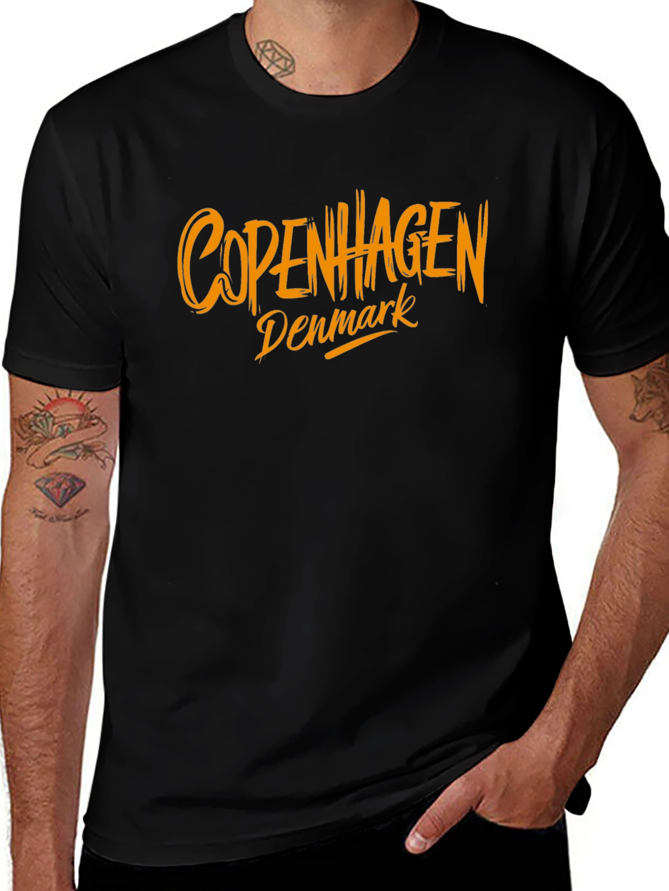 Copenhagen Denmark Graphic Tee - Black Cotton Casual Shirt