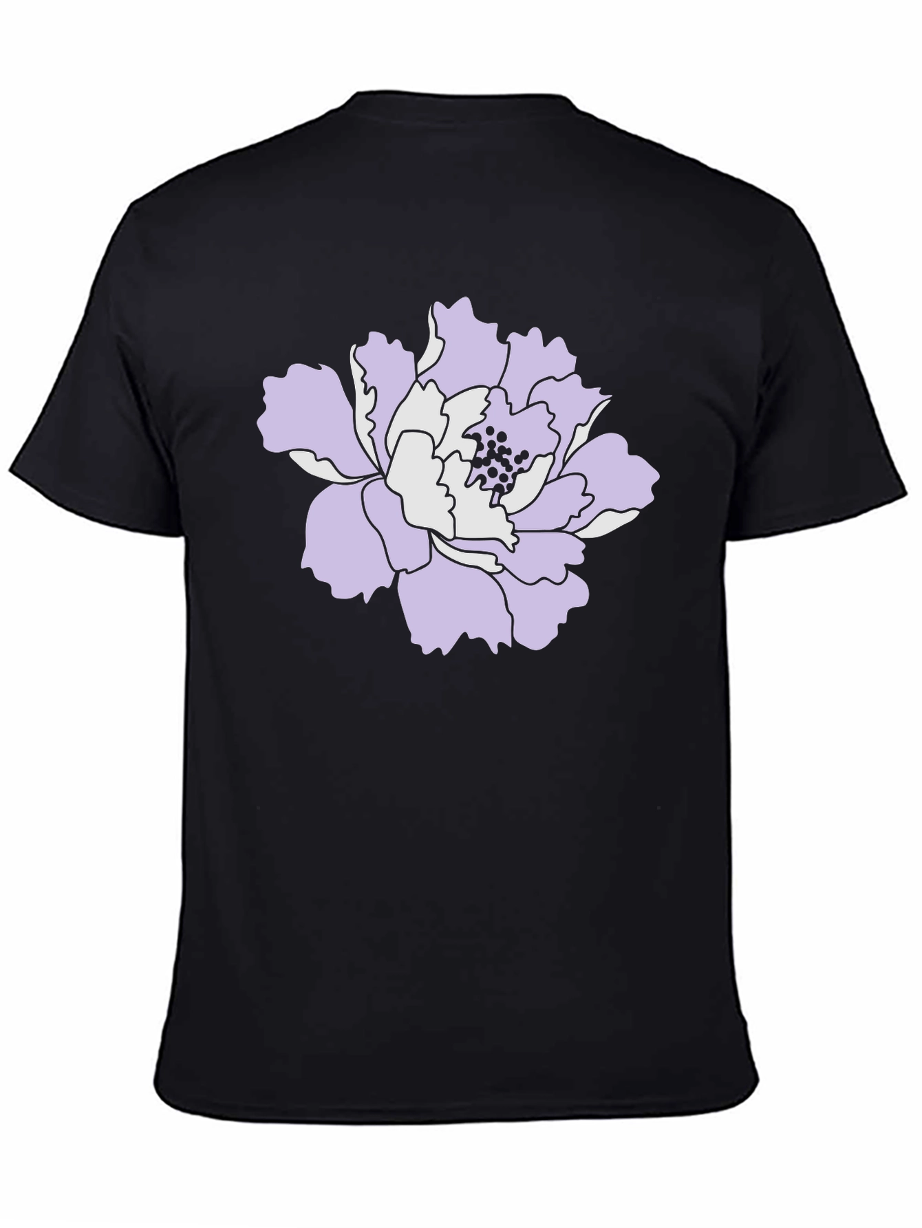Black T-Shirt with Floral Graphic