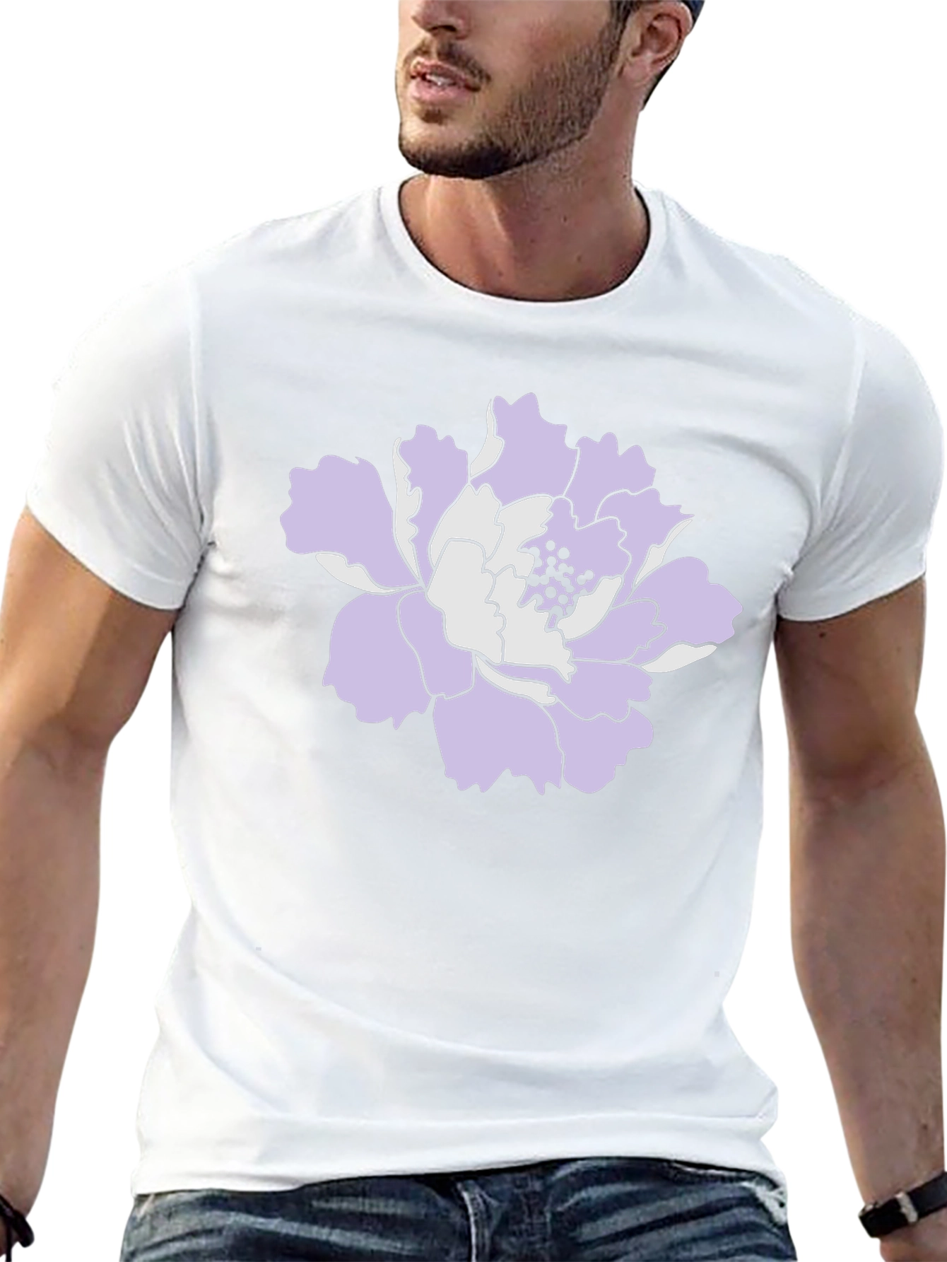 Black T-Shirt with Floral Graphic