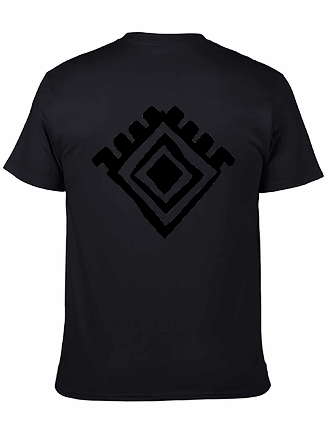 Graphic Tee: Geometric Diamond Design - Black Cotton Shirt