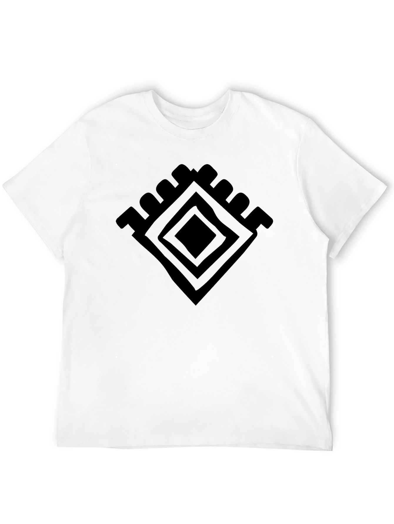 Graphic Tee: Geometric Diamond Design - Black Cotton Shirt