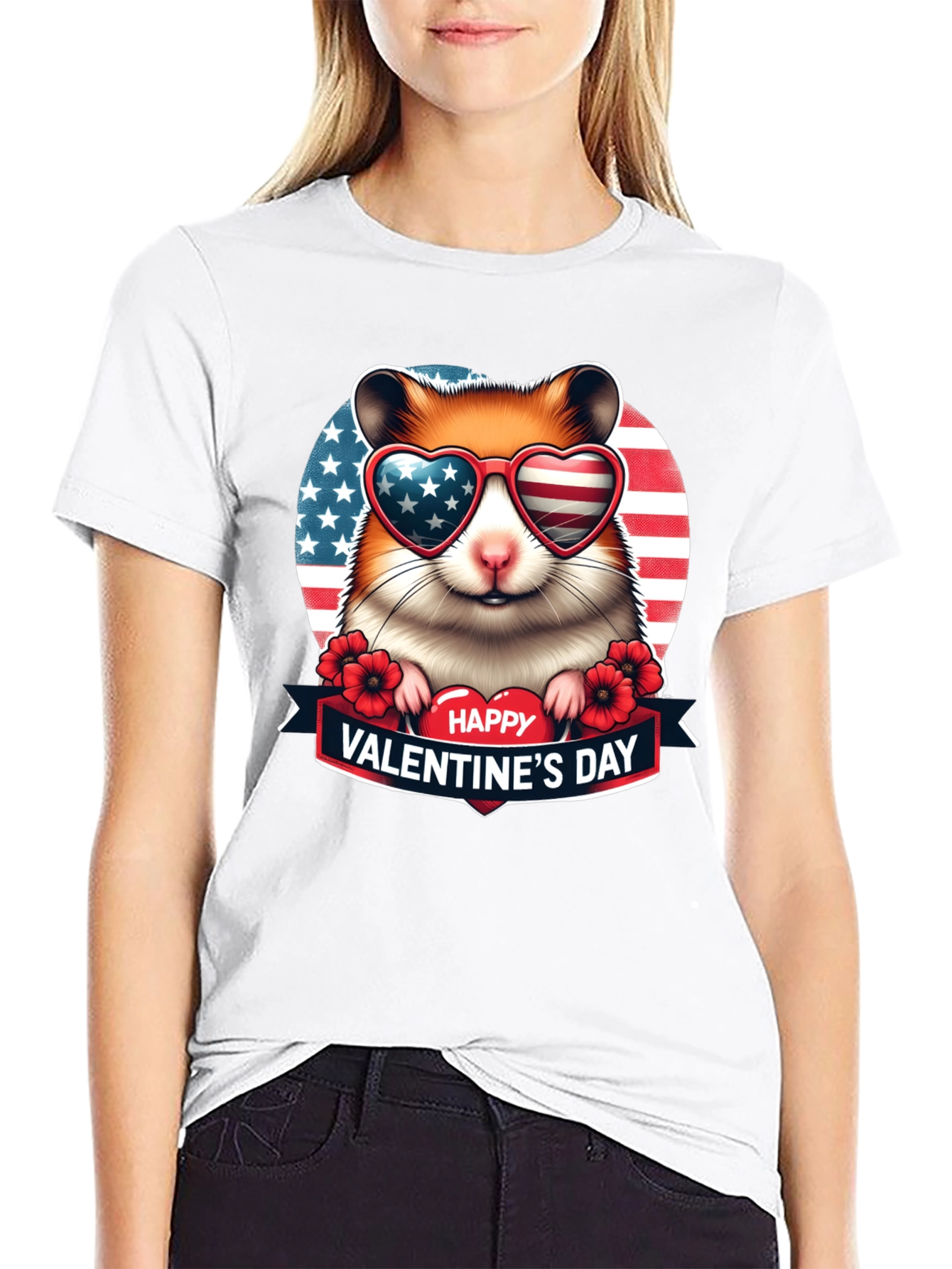 Patriotic Hamster Valentines Day T-Shirt