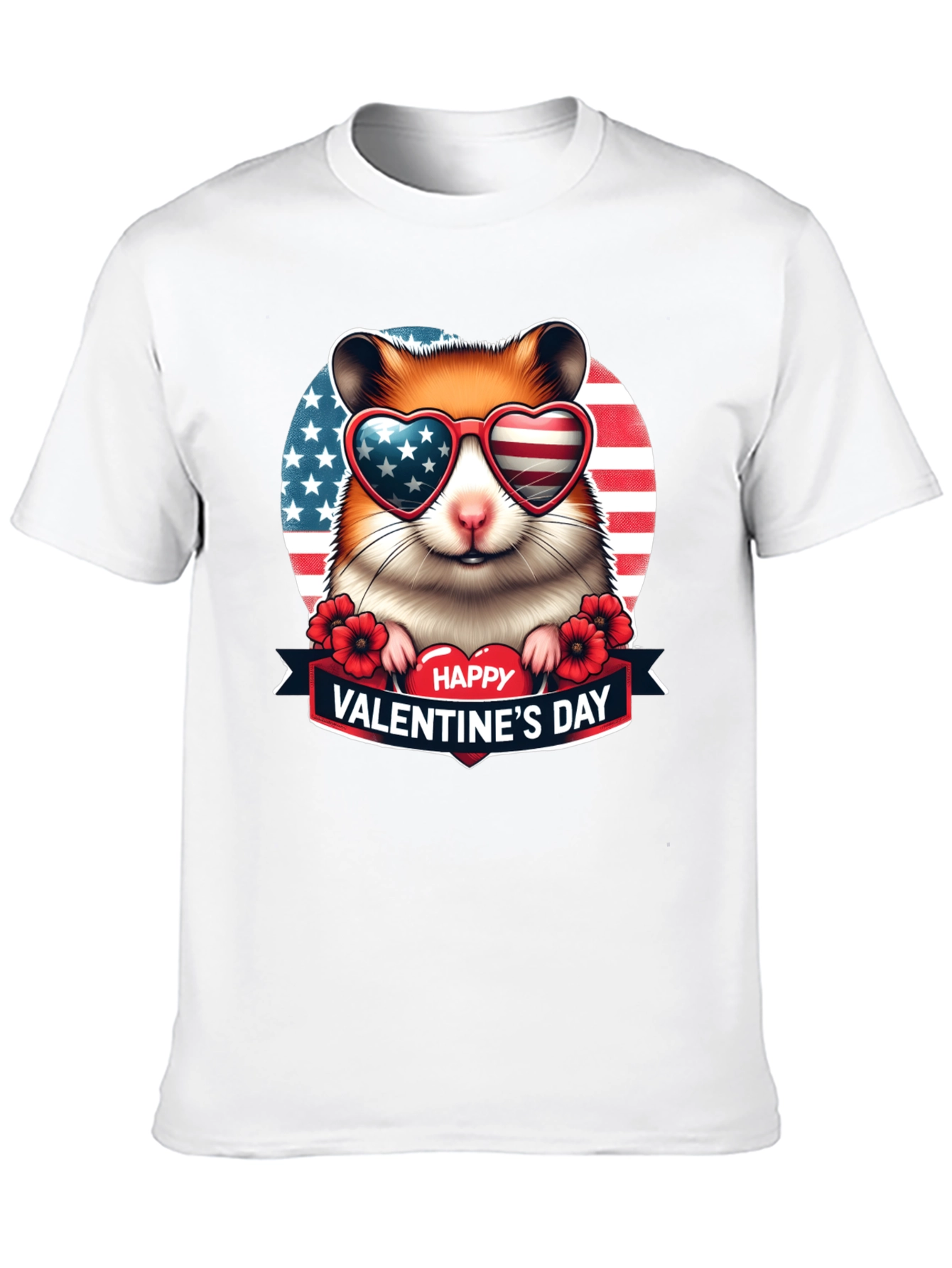 Patriotic Hamster Valentines Day T-Shirt