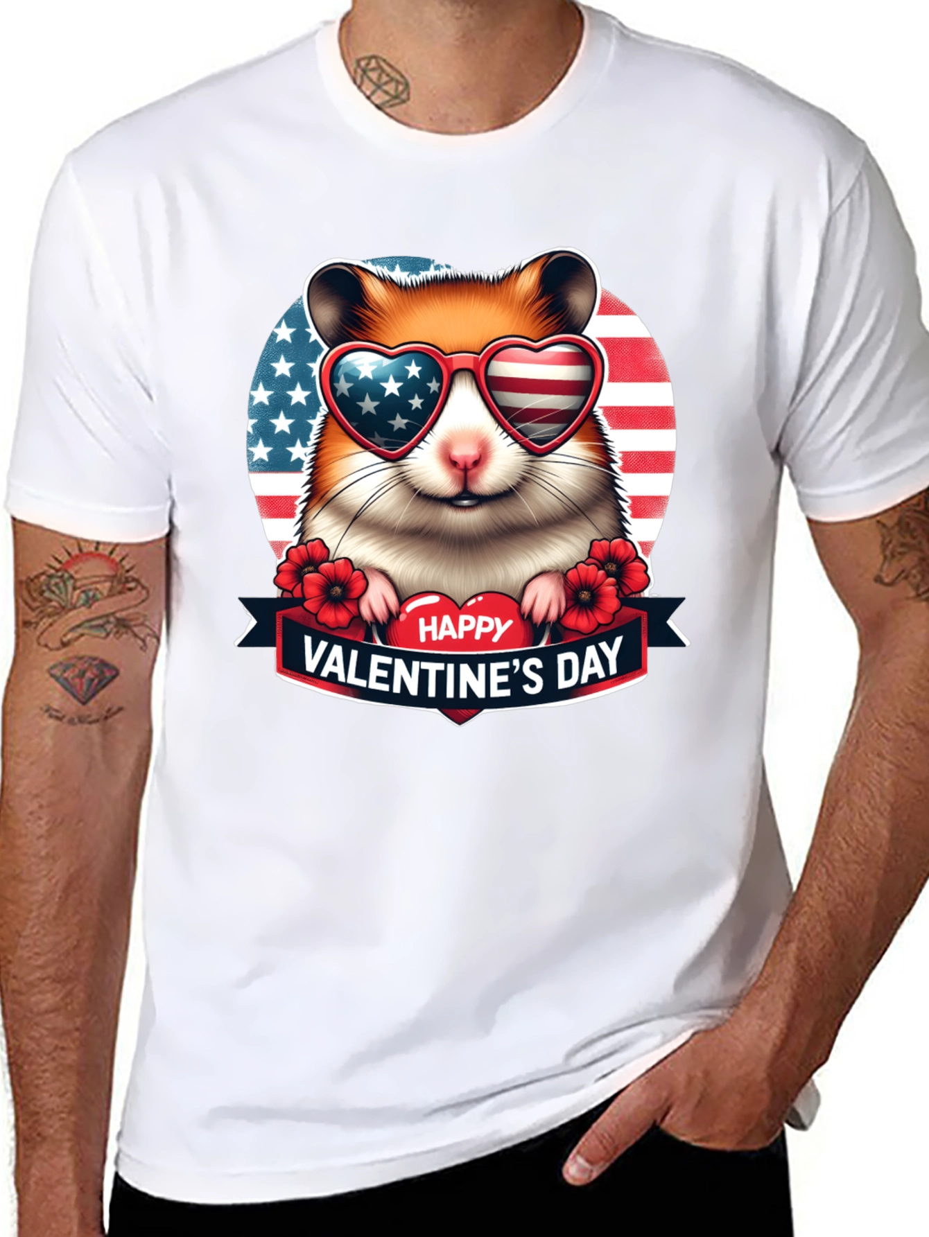 Patriotic Hamster Valentines Day T-Shirt
