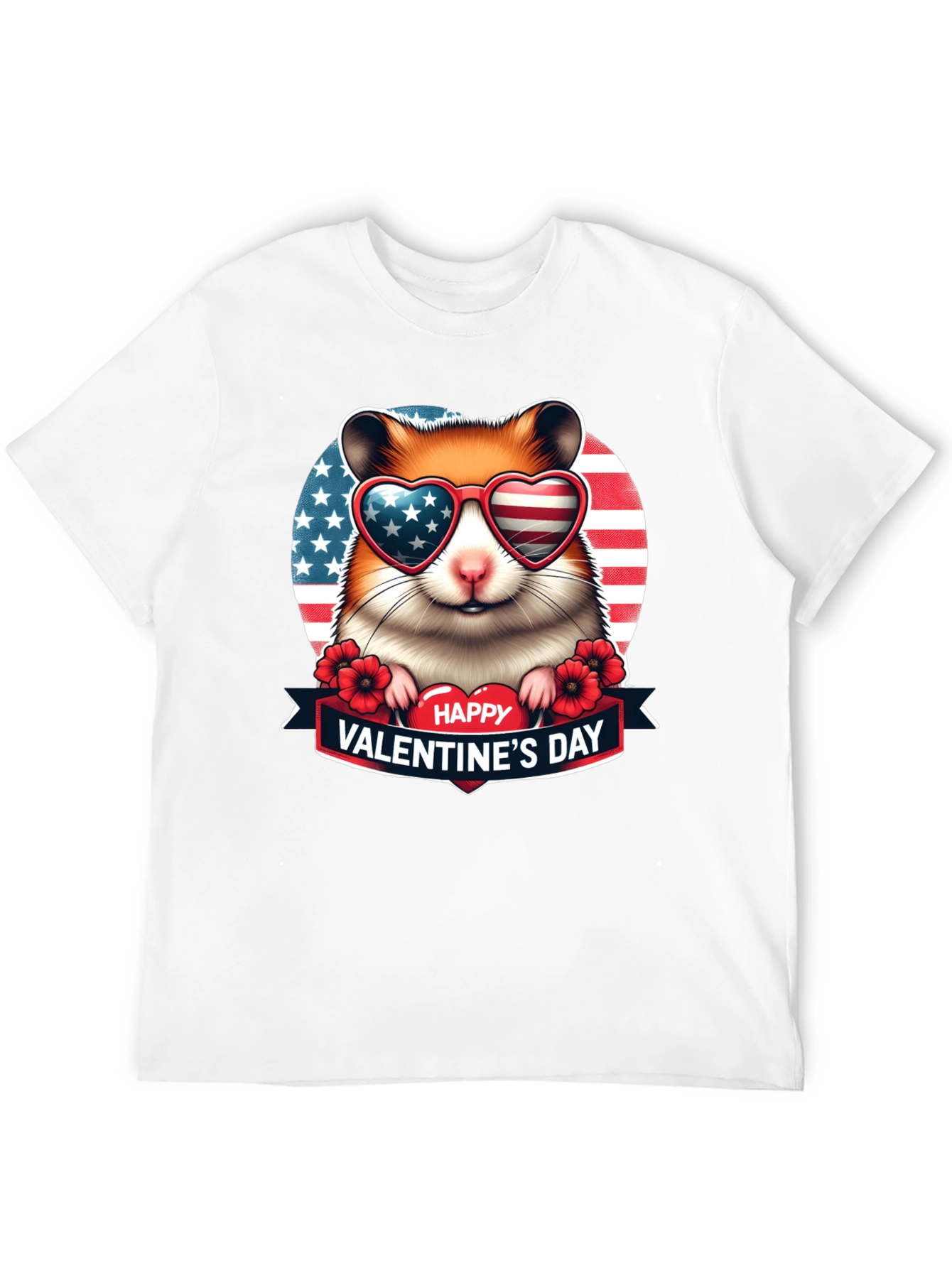Patriotic Hamster Valentines Day T-Shirt