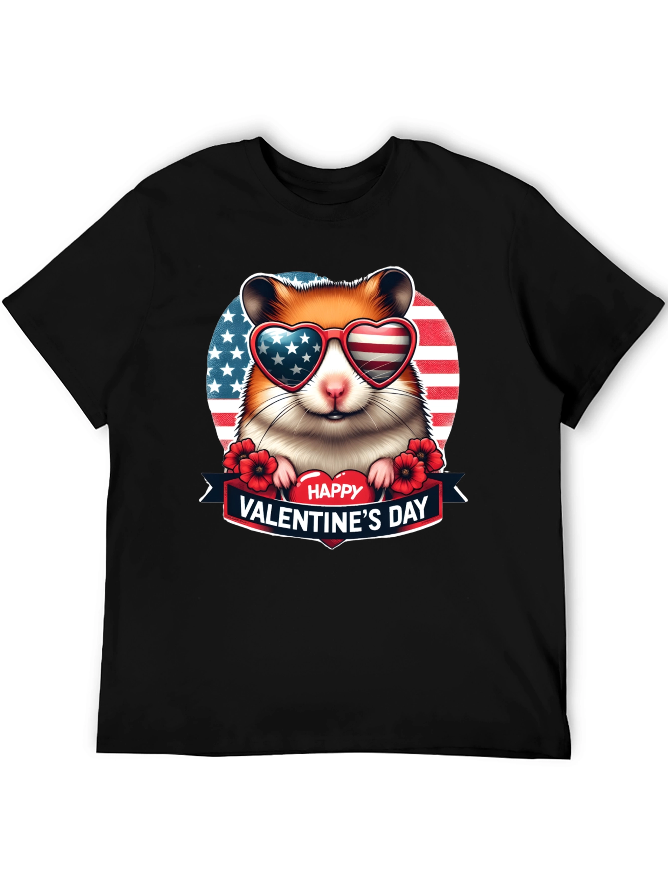 Patriotic Hamster Valentines Day T-Shirt