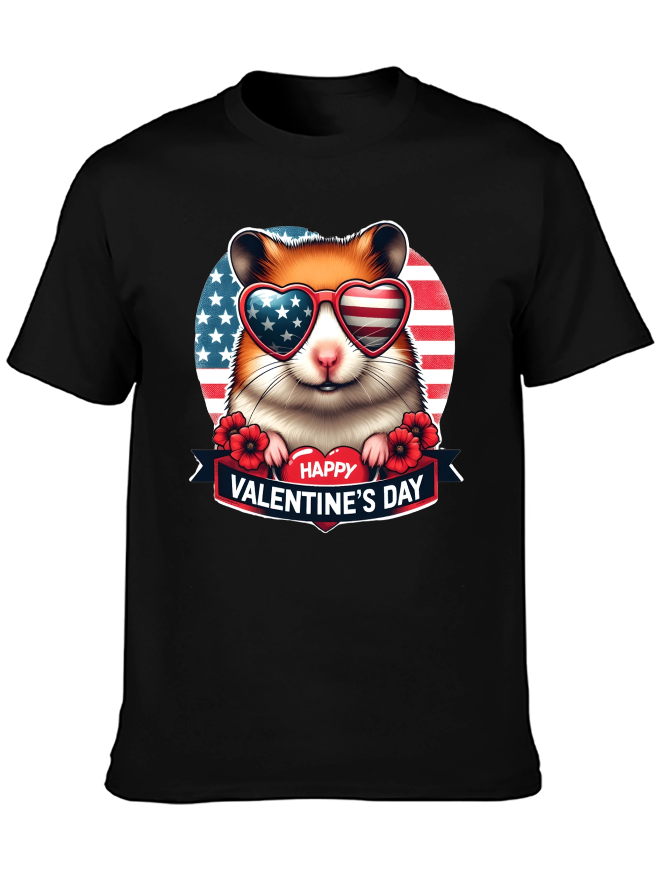 Patriotic Hamster Valentines Day T-Shirt