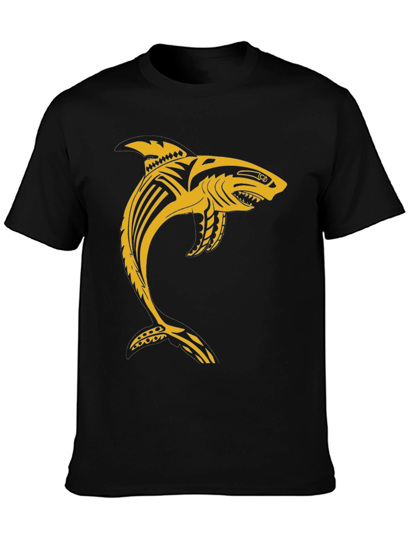 Tribal Shark Graphic T-Shirt - Black