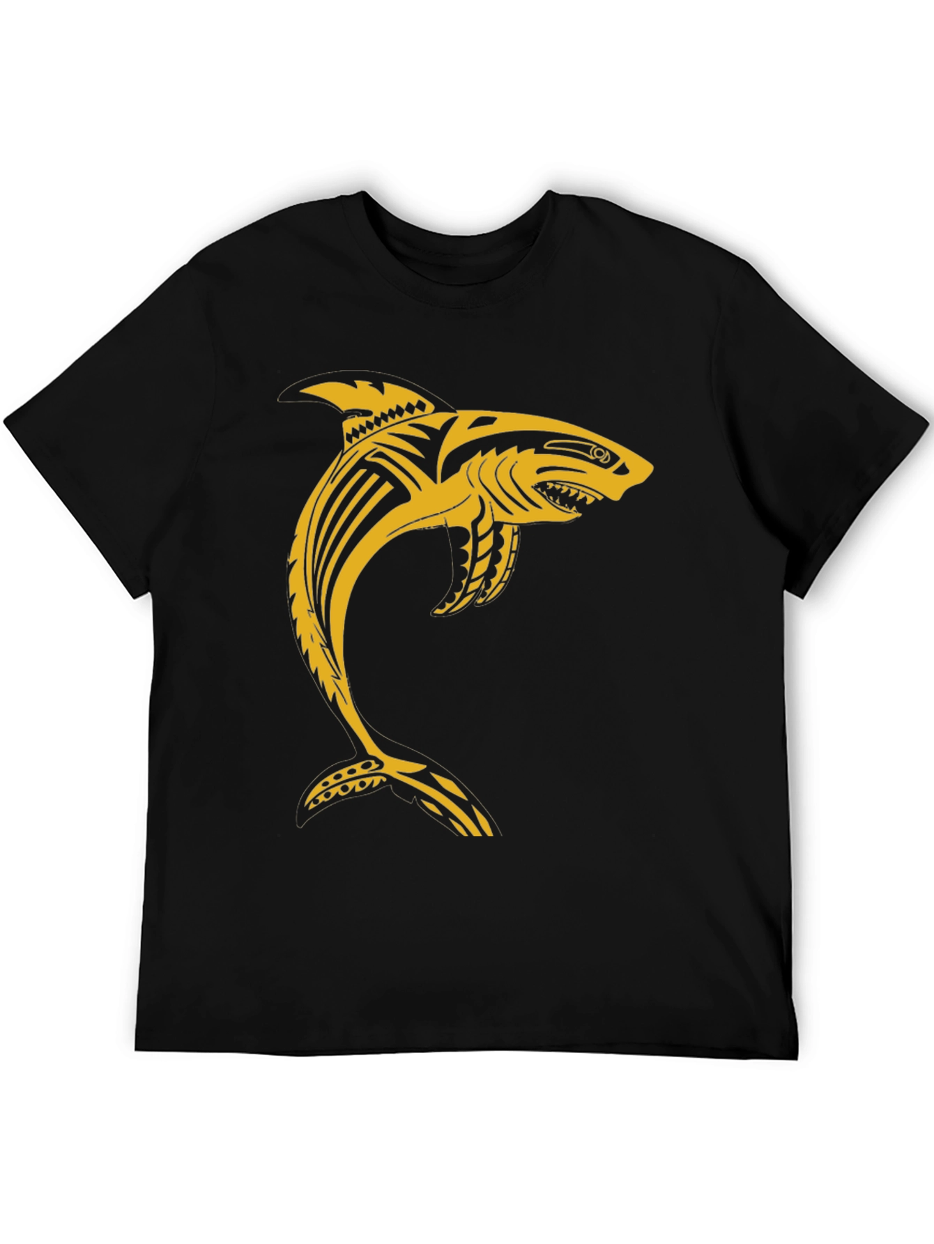 Tribal Shark Graphic T-Shirt - Black
