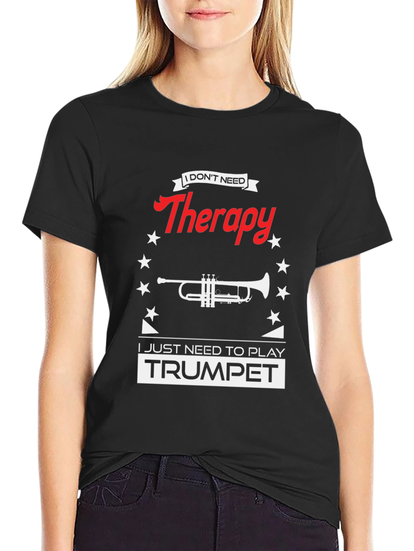 Therapy Trumpet Black T-Shirt: Music Lover Tee
