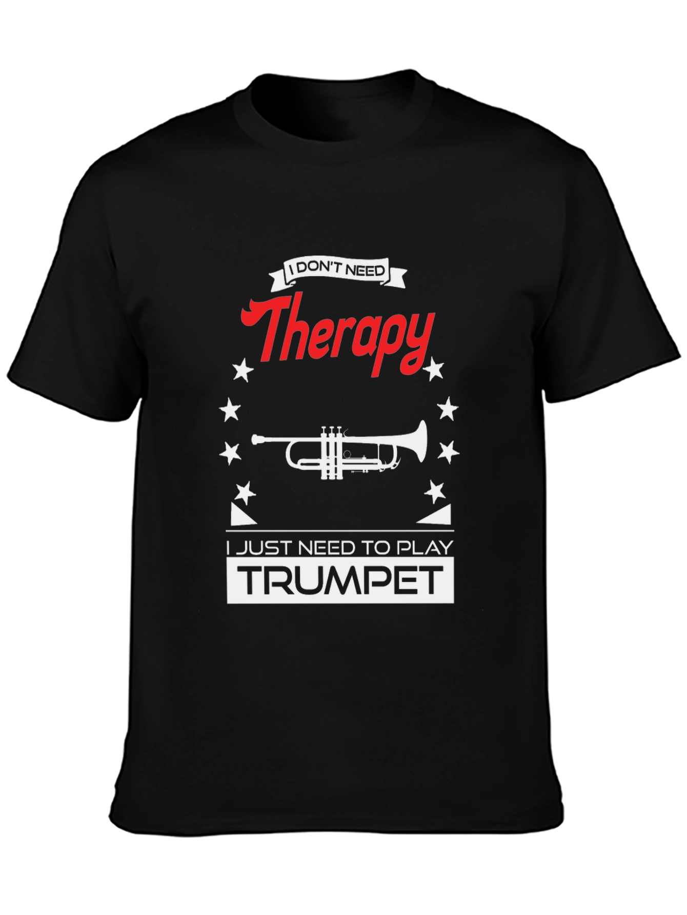 Therapy Trumpet Black T-Shirt: Music Lover Tee