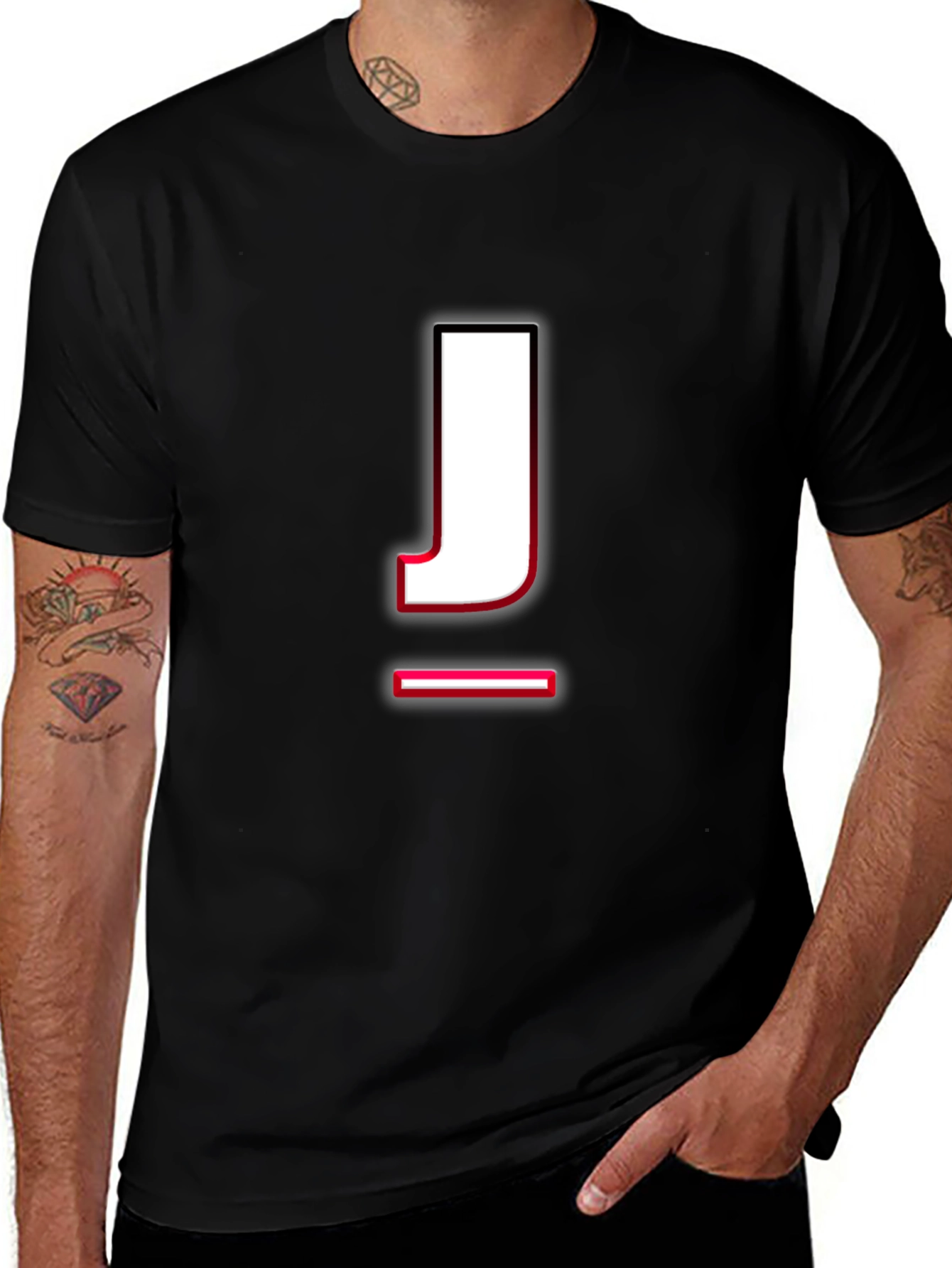Letter J Graphic T-Shirt - Casual Cotton Tee