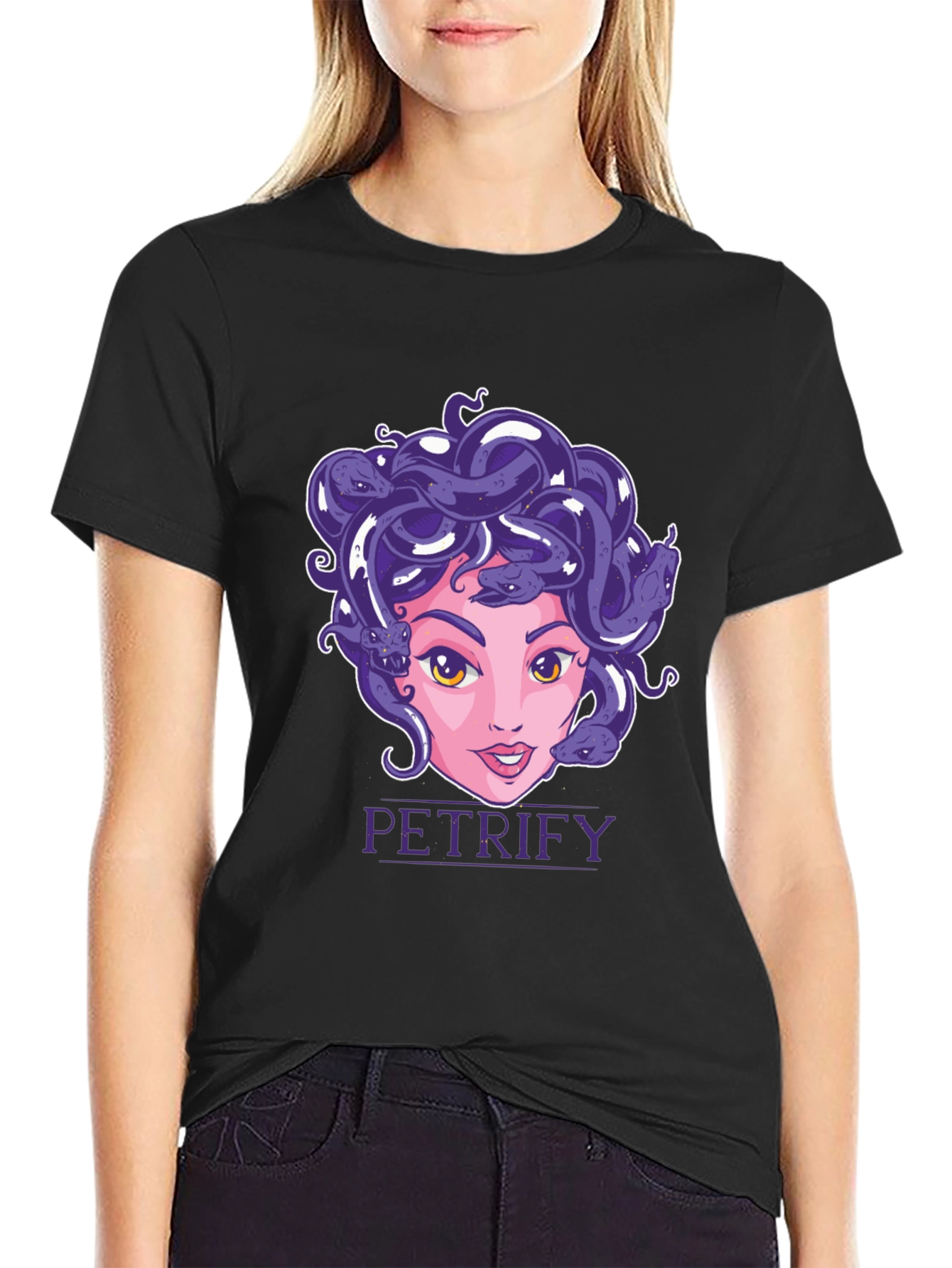 Medusa Graphic Print Black T-Shirt