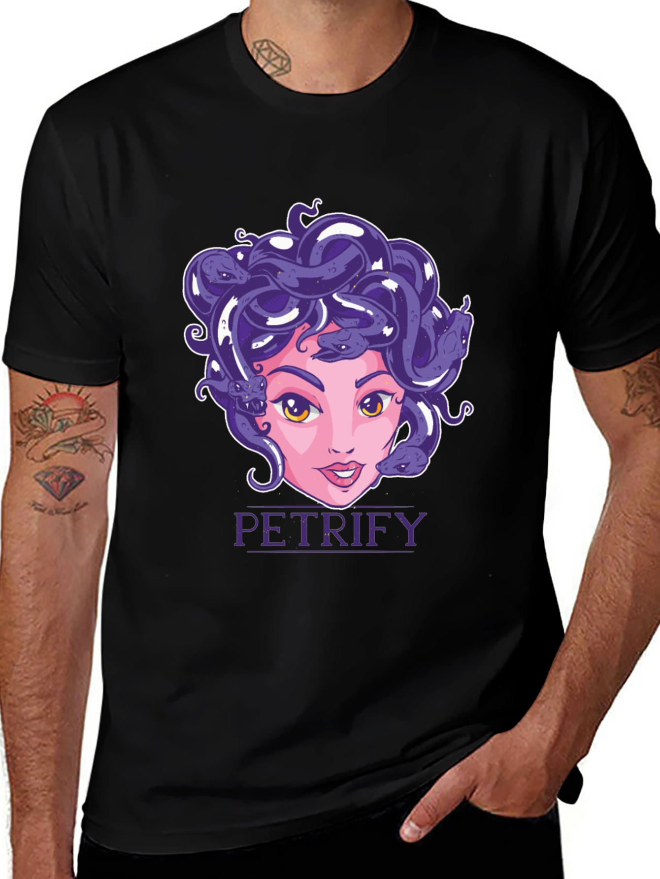 Medusa Graphic Print Black T-Shirt