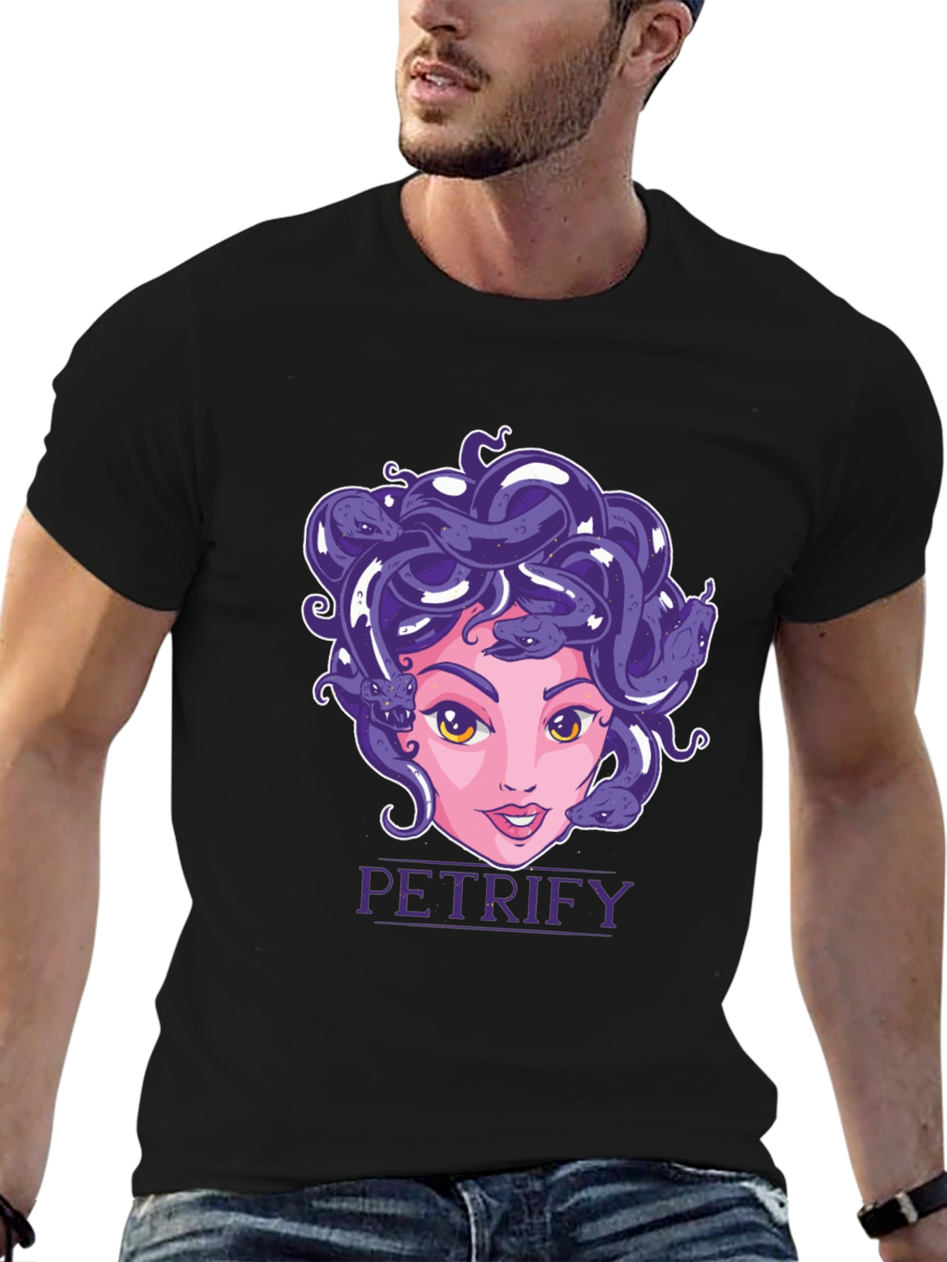 Medusa Graphic Print Black T-Shirt