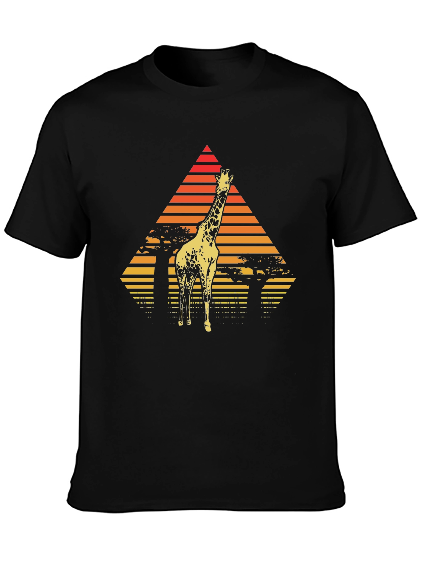 Giraffe Sunset T-Shirt - Retro African Wildlife Tee