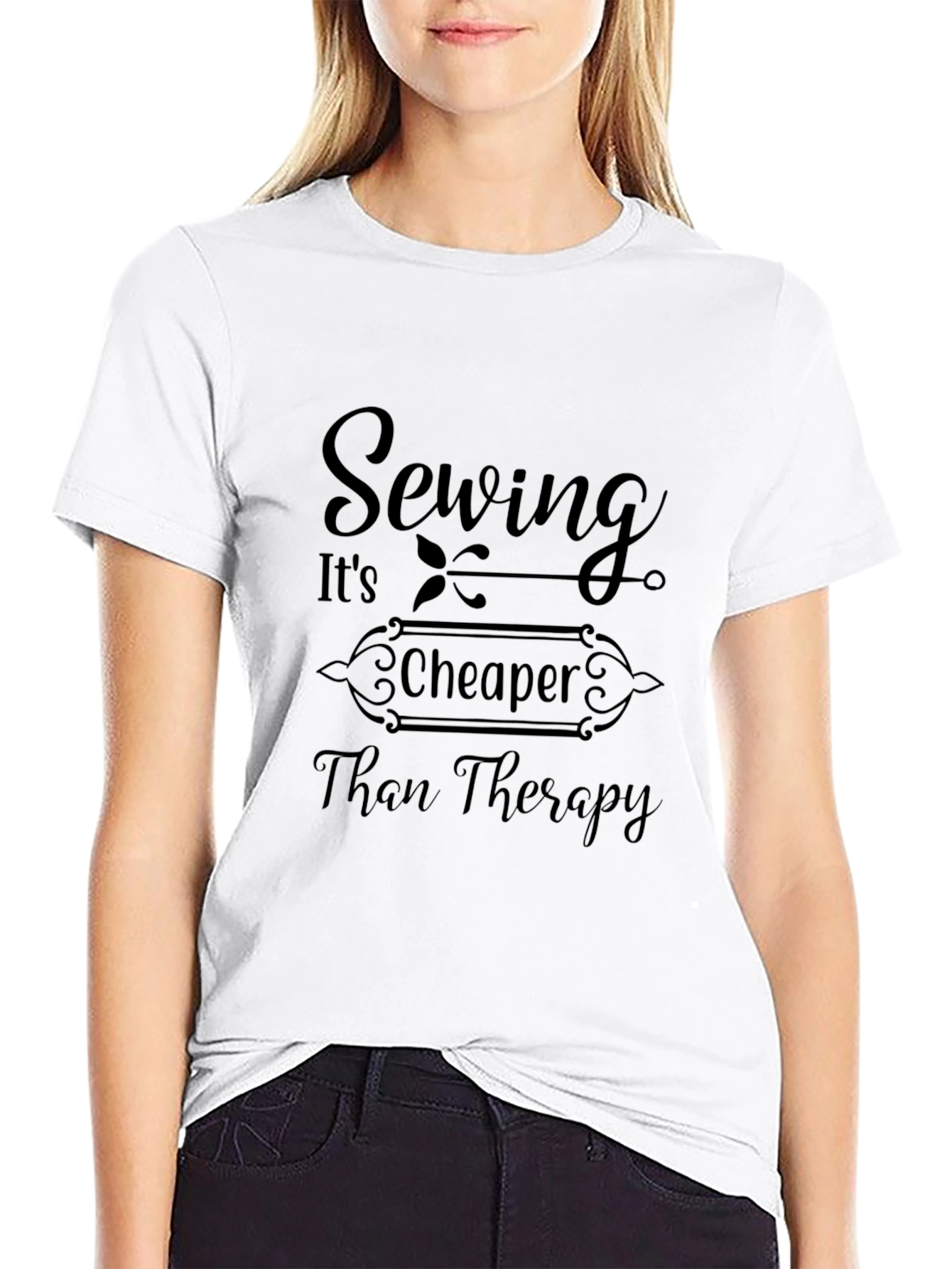 Sewing Cheaper Than Therapy Graphic Tee